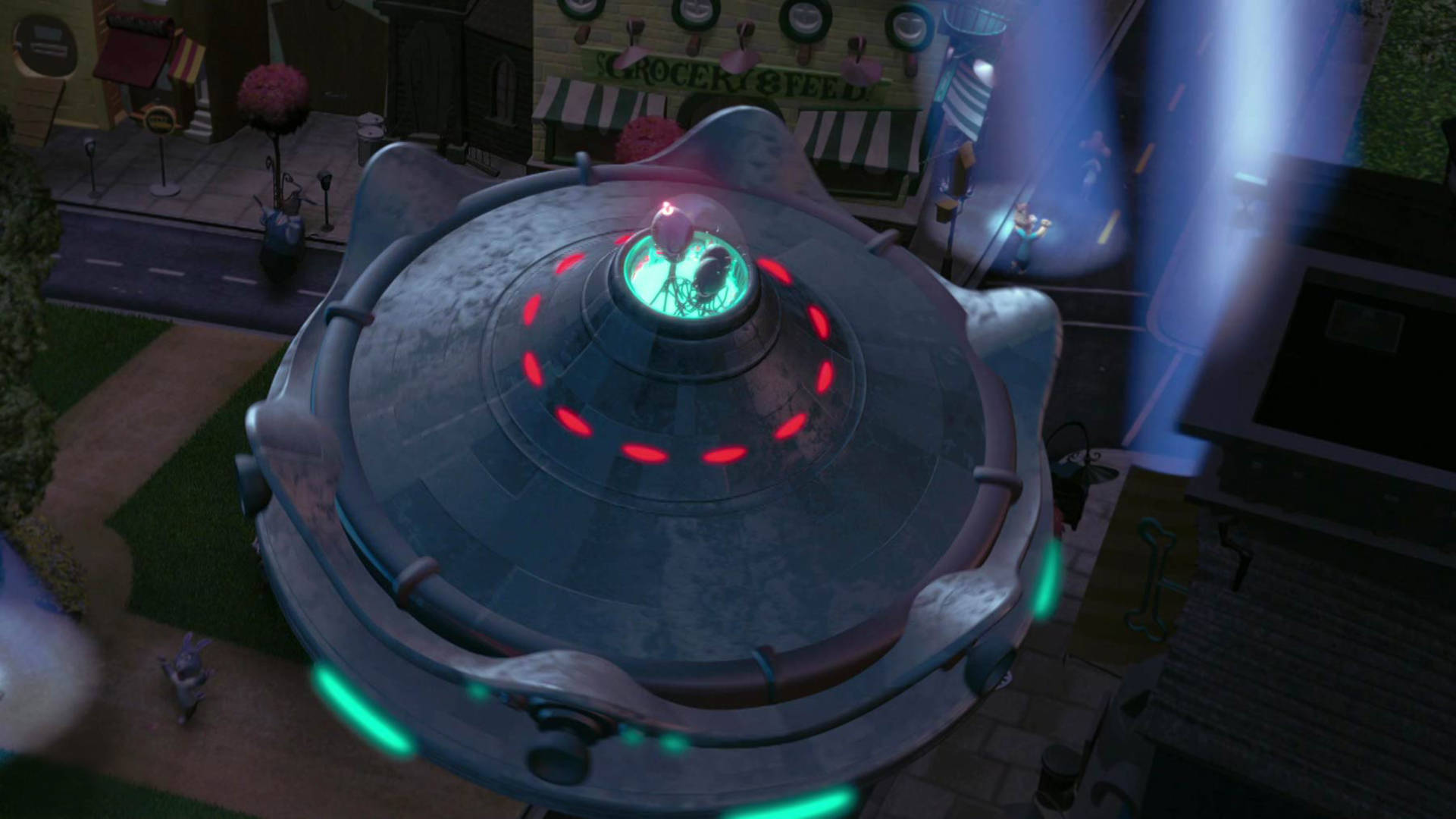Chicken Little, alien spaceship, glowing red ring, Full HD Desktop Wallpaper