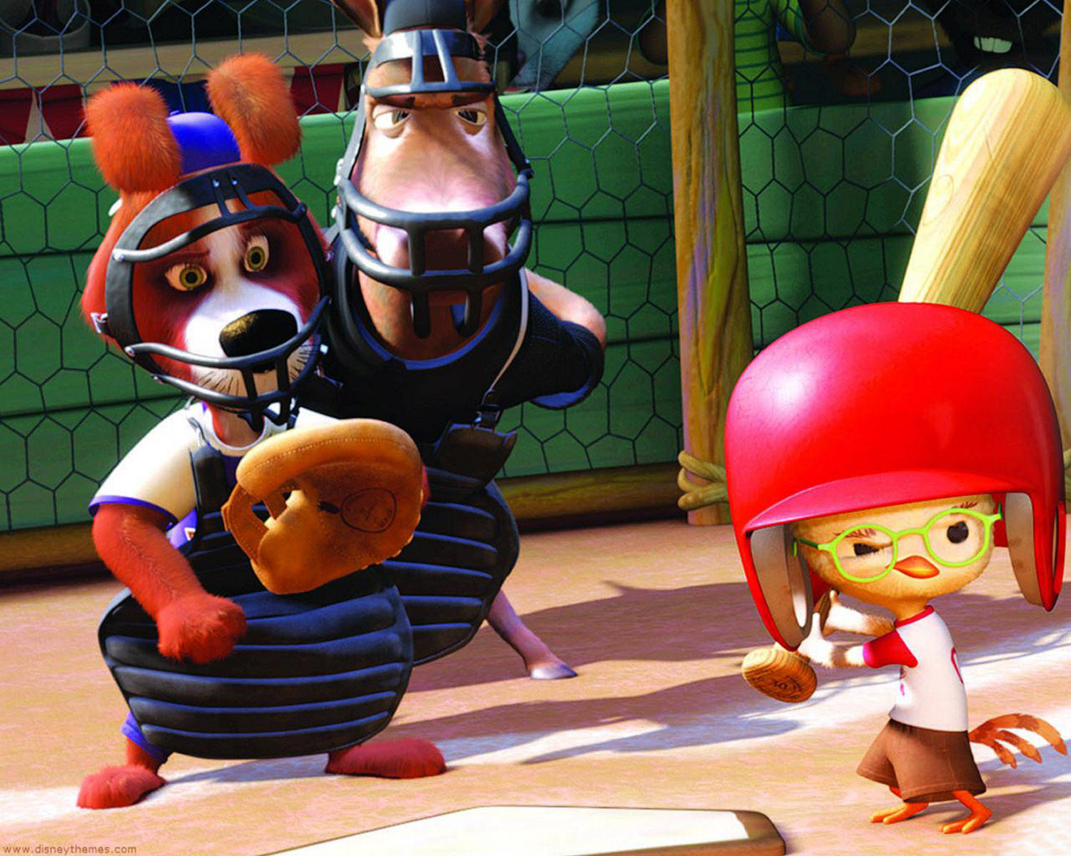 Chicken Little, baseball game, cartoon fox catcher, HD Desktop Wallpaper