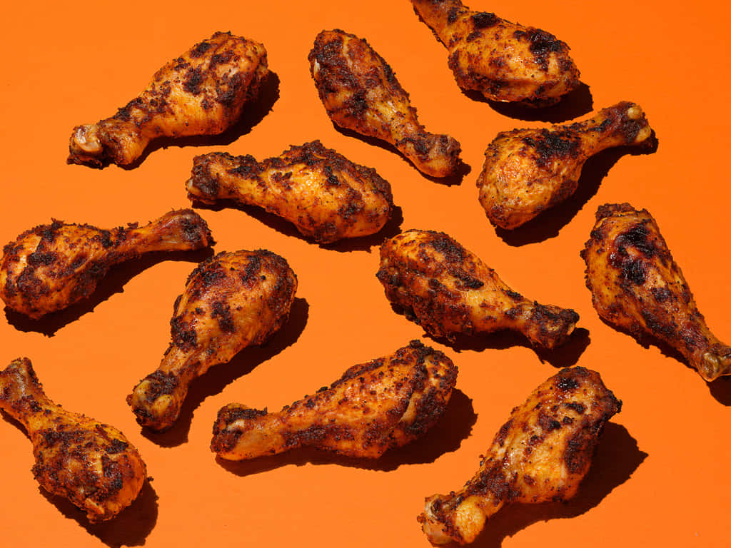 zesty chicken drumsticks, golden brown, grilled, SD Desktop Wallpaper