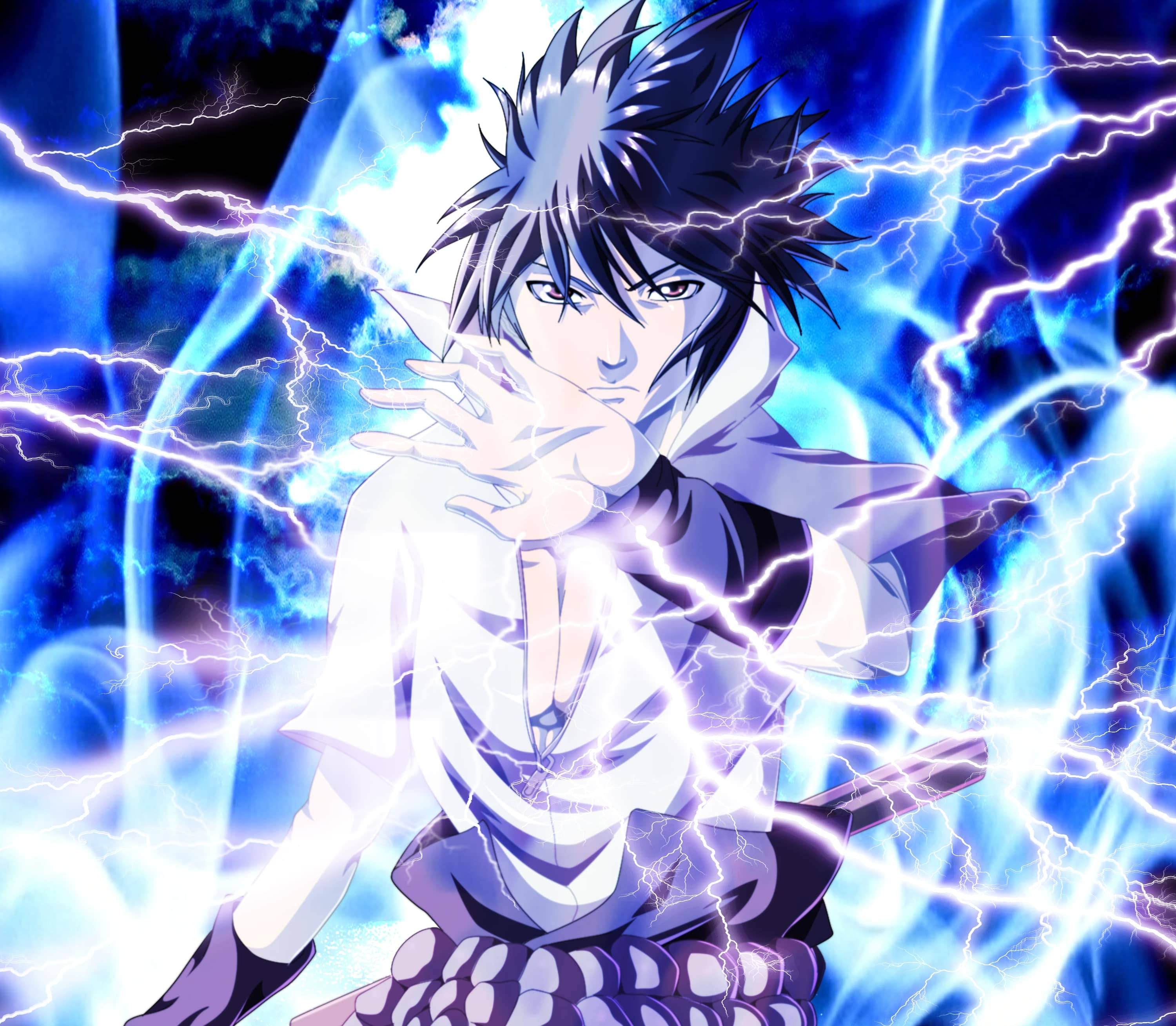 Chidori, lightning chakra, electric blue lightning, 2K Desktop Wallpaper