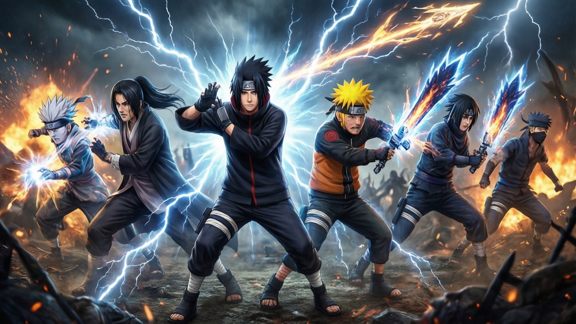 Chidori, ninja warriors, electric-powered attacks, Full HD Desktop Wallpaper