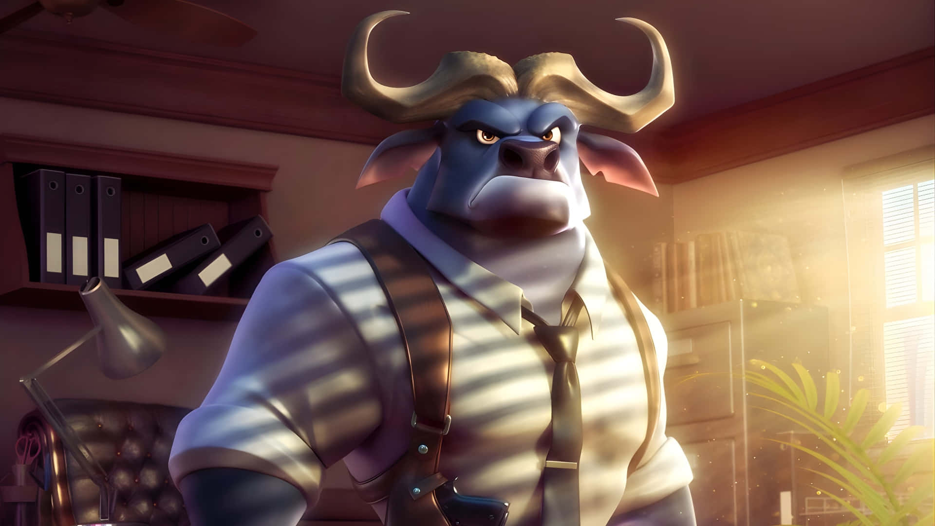 Chief Bogo, blue bull, large horns, Full HD Desktop Wallpaper