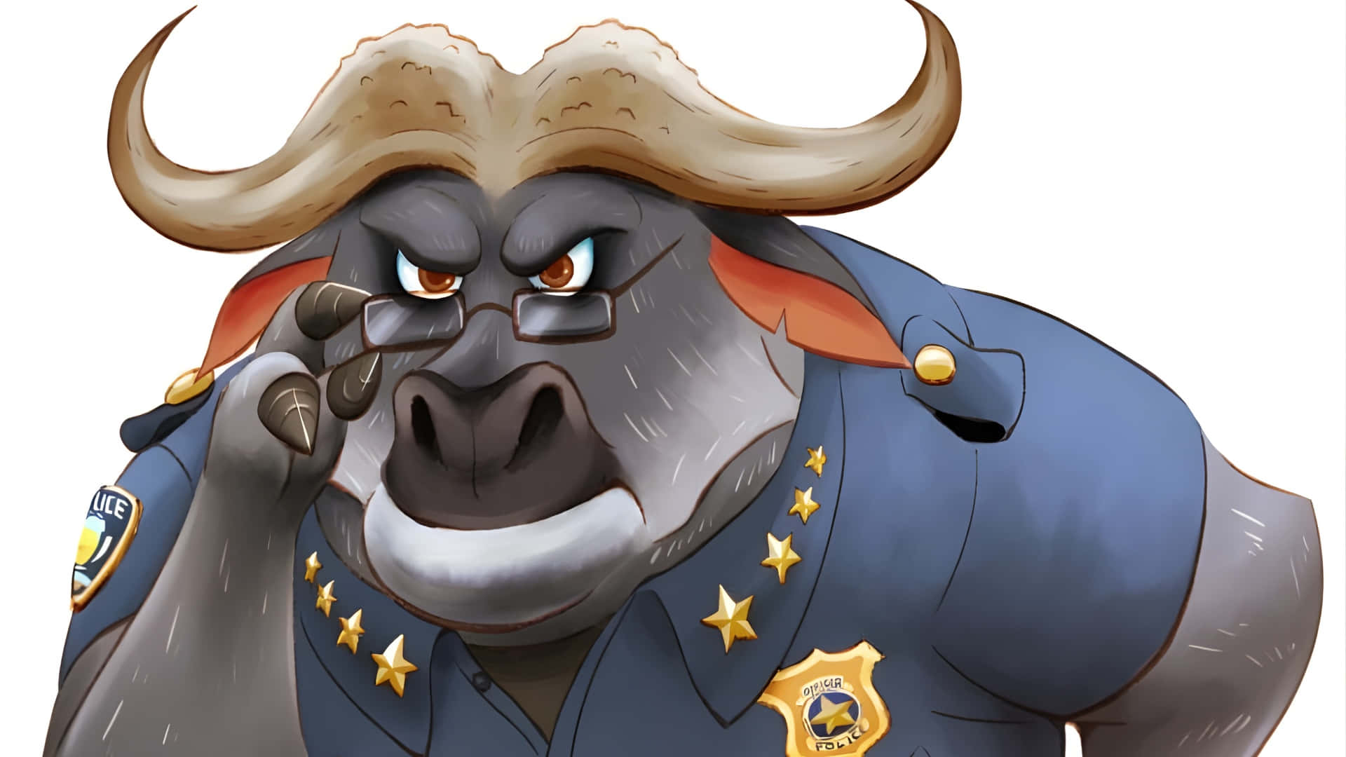 Chief Bogo, blue uniform, gold stars, Full HD Desktop Wallpaper