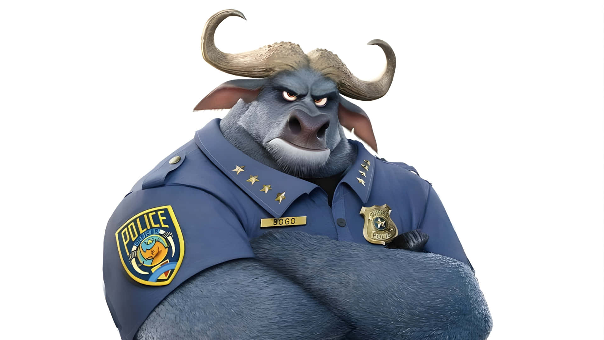 Chief Bogo, blue bull, curved horns, Full HD Desktop Wallpaper