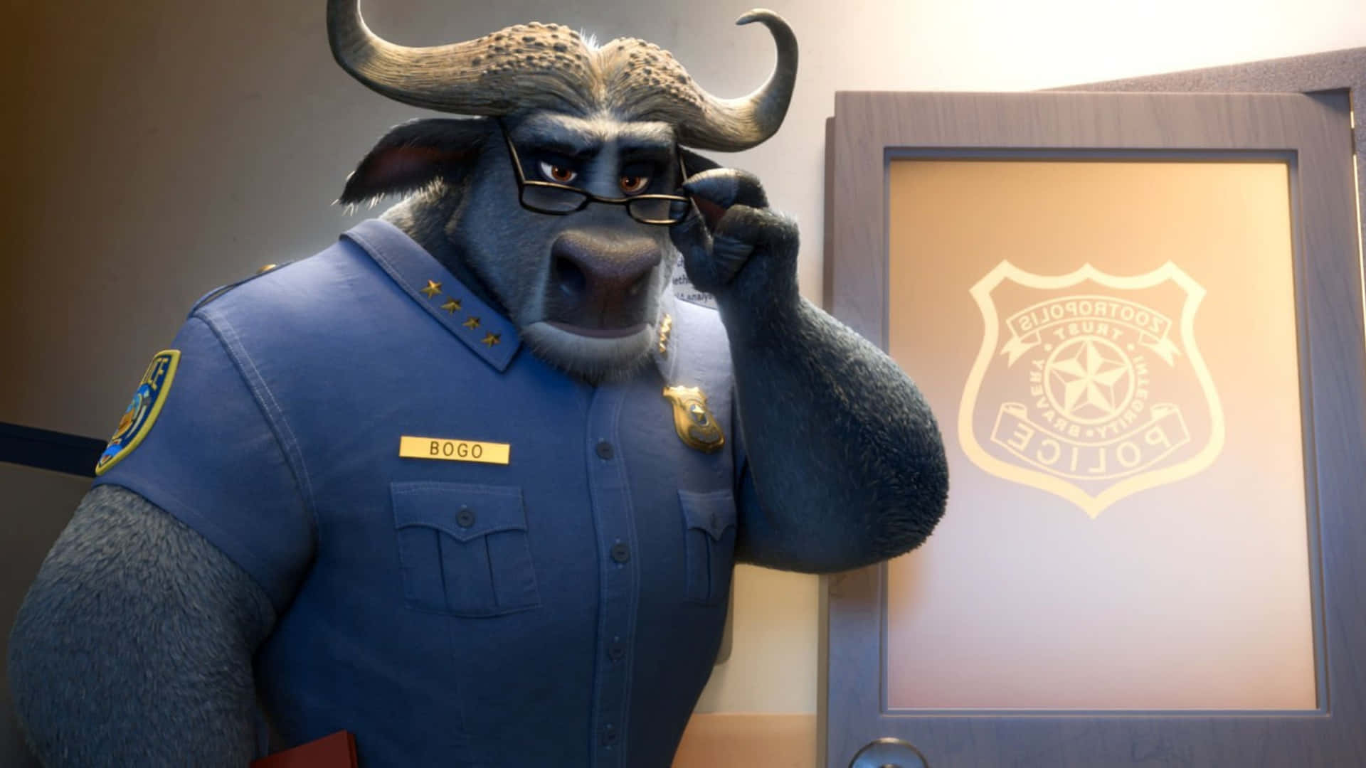Chief Bogo, police uniform, blue uniform, Full HD Desktop Wallpaper