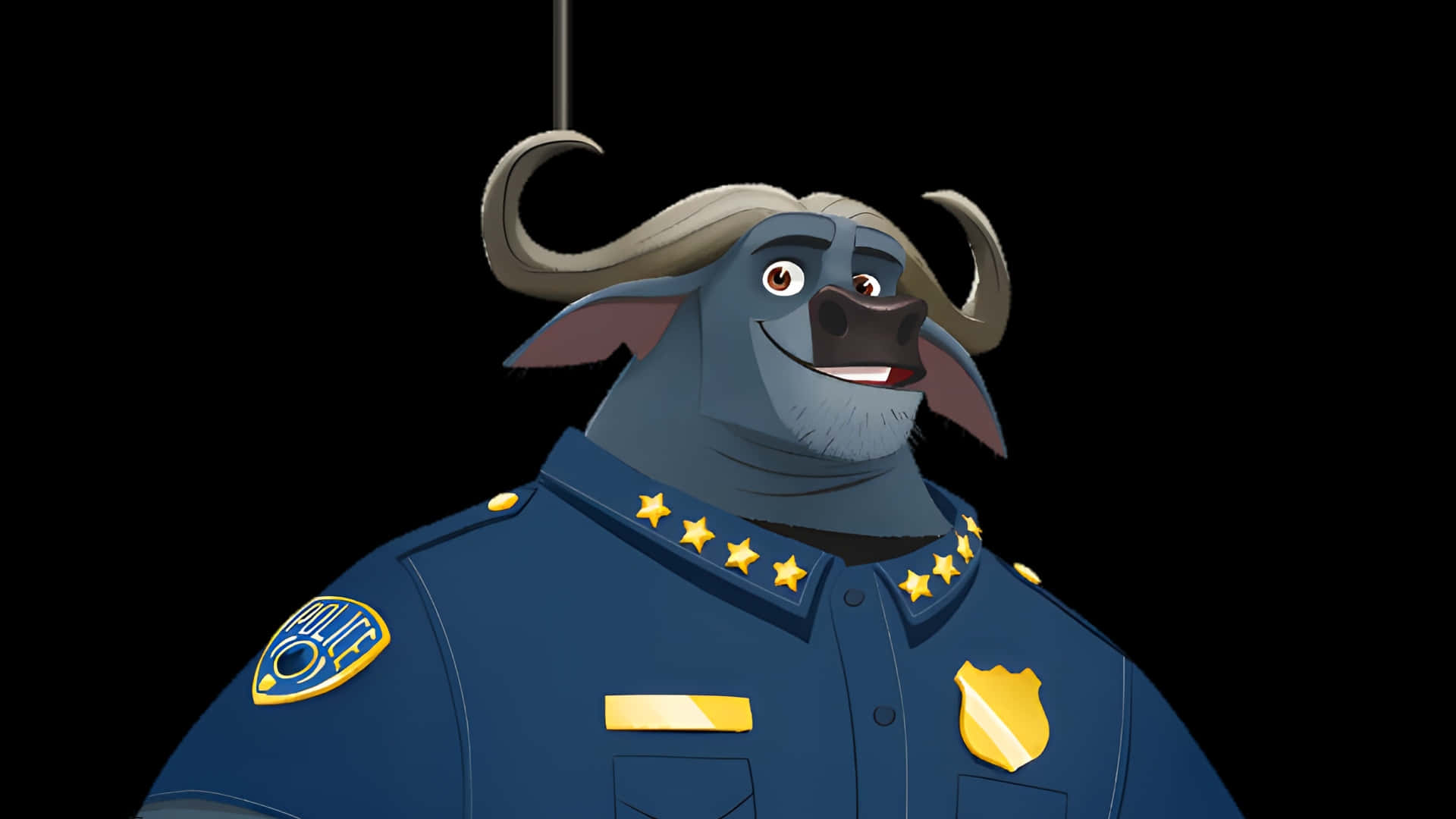 Chief Bogo, animated buffalo police officer, blue uniform, Full HD Desktop Wallpaper