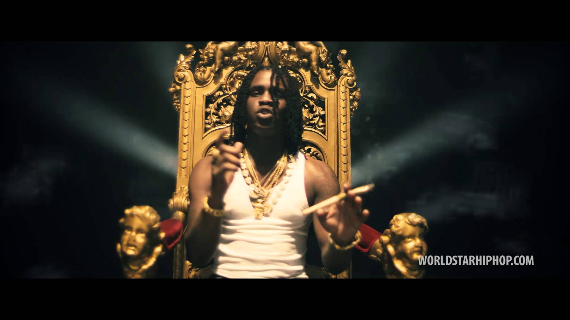 Chief Keef, dreadlocks, ornate golden throne, Full HD Desktop Wallpaper