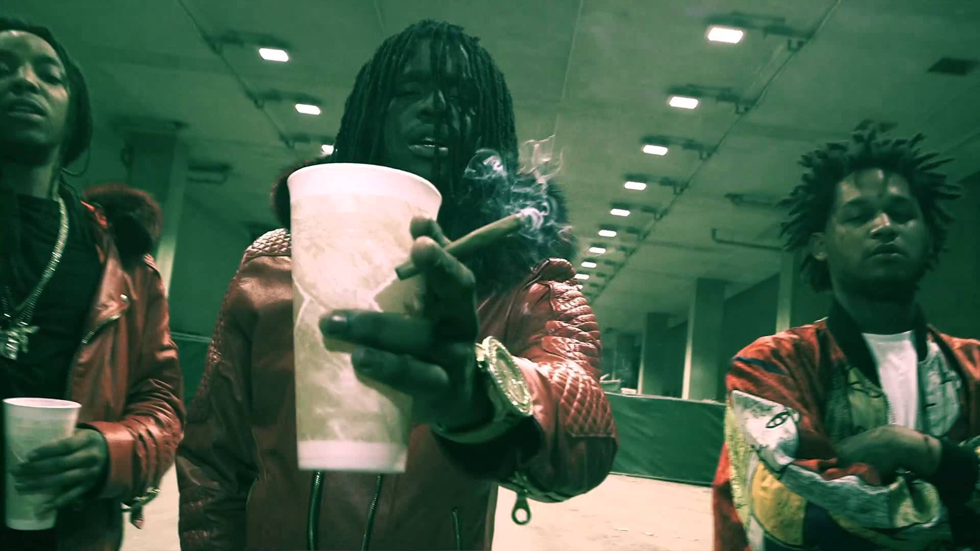 Chief Keef, red jackets, fluorescent lights, Full HD Desktop Wallpaper