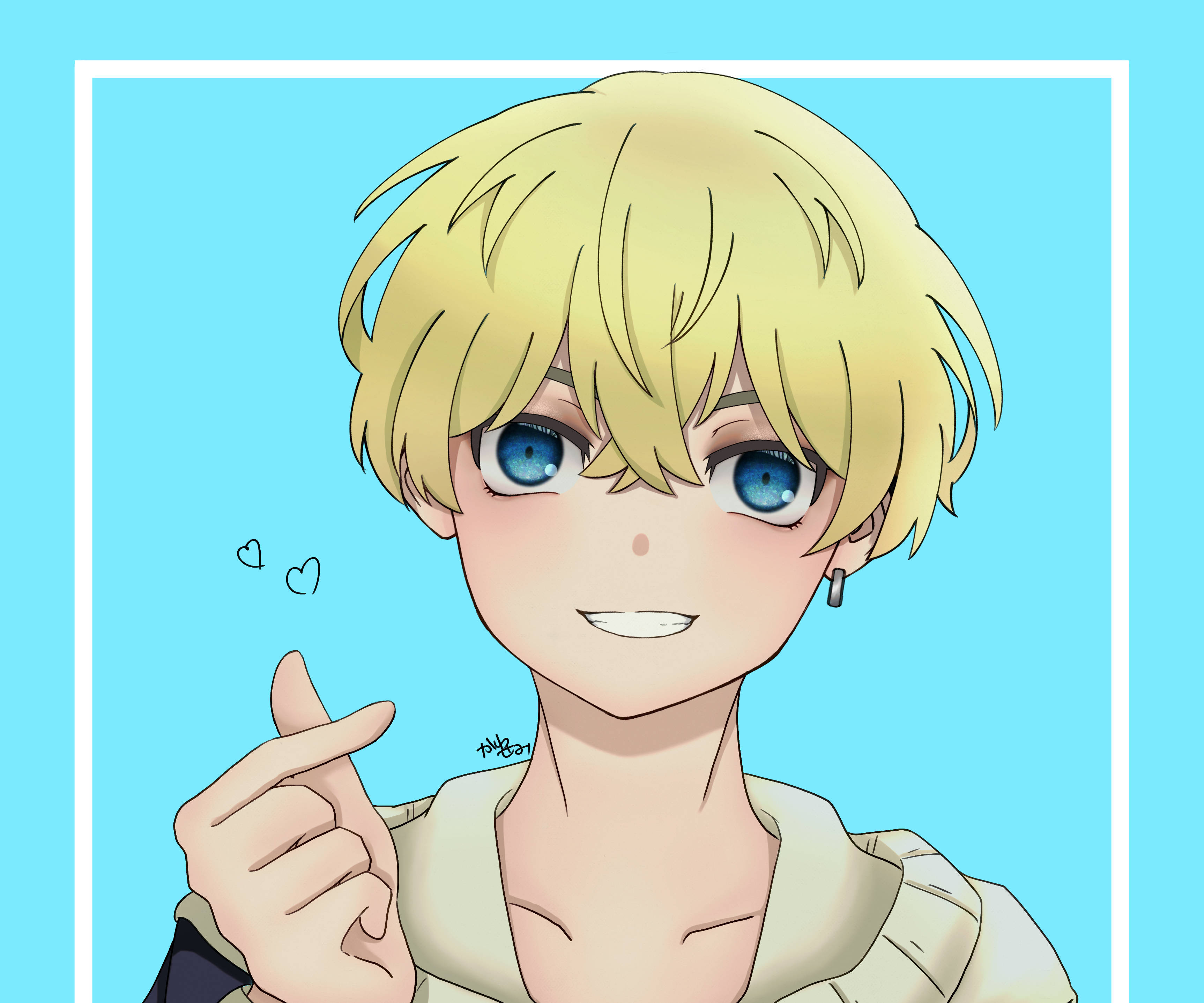 Chifuyu Matsuno, blonde hair, blue eyes, 2K Desktop Wallpaper