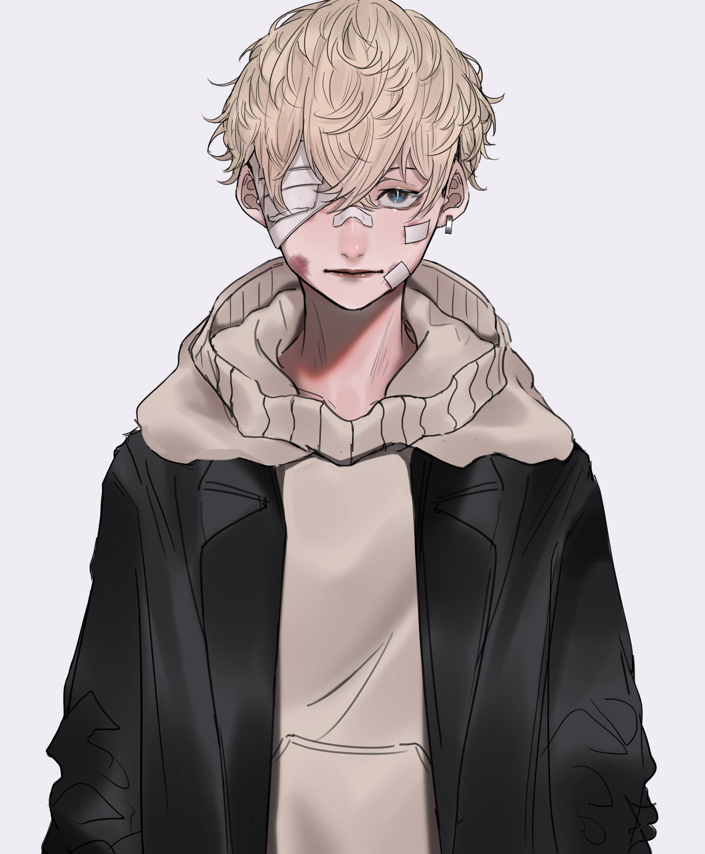 Chifuyu Matsuno, blonde hair, bandaged face, 2K Phone Wallpaper