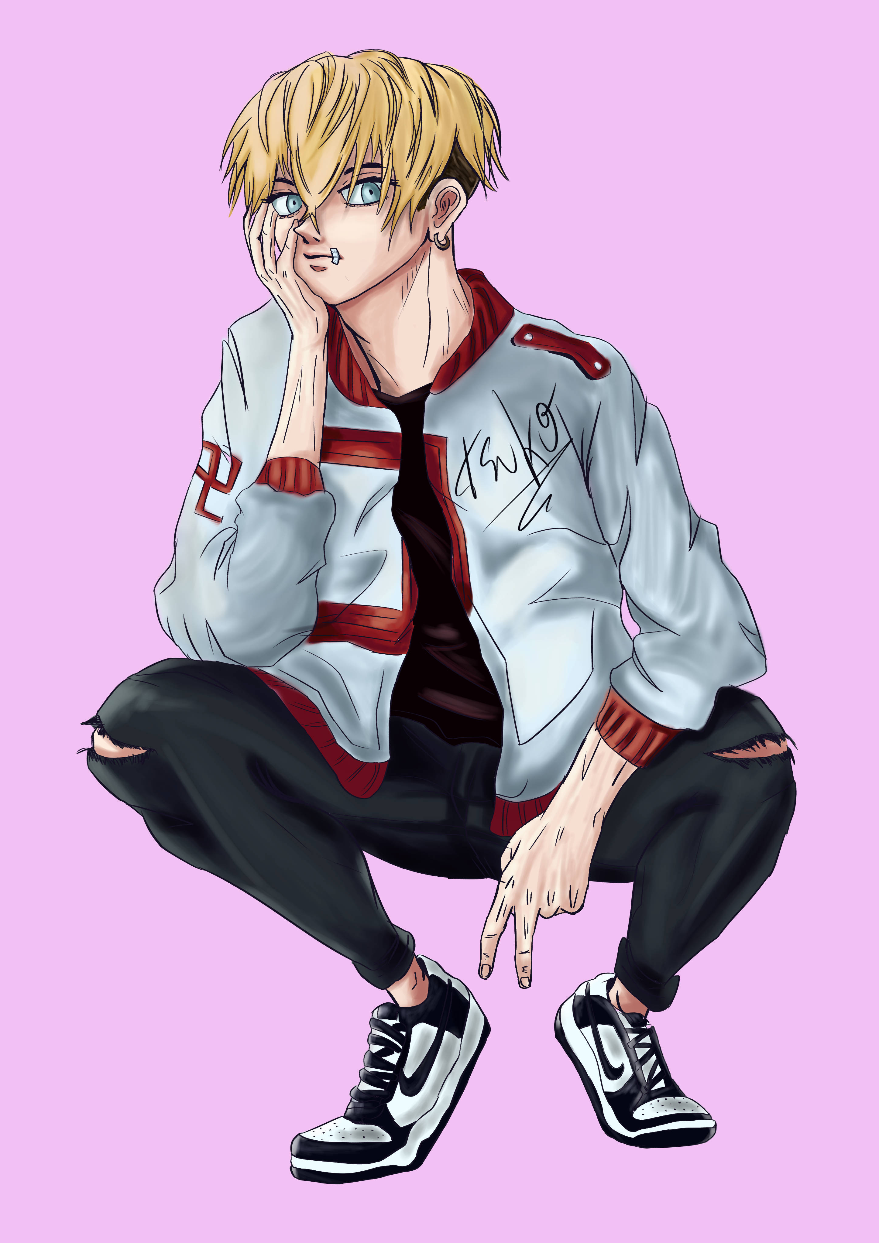 Chifuyu Matsuno, blonde hair, blue eyes, 4K Phone Wallpaper