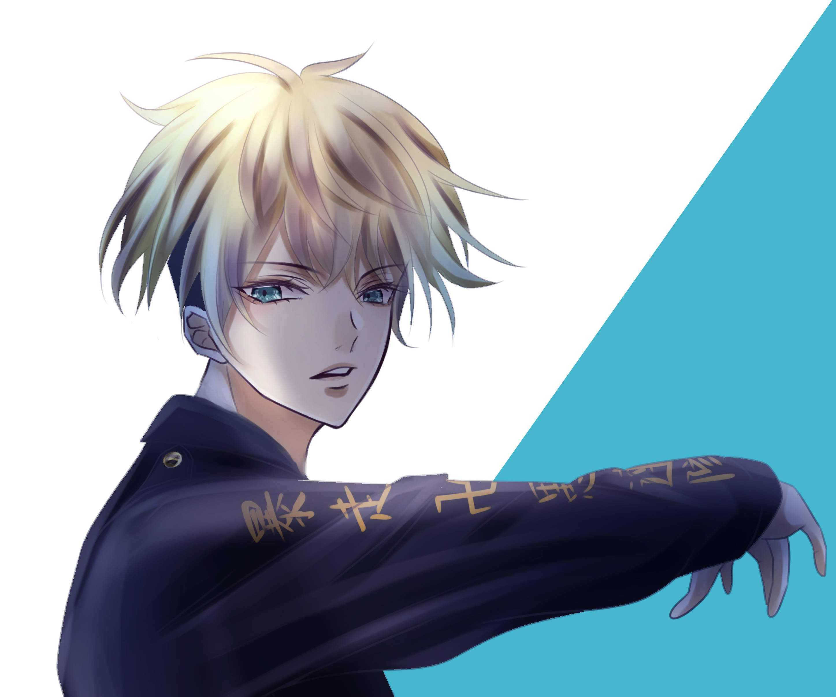 Chifuyu Matsuno, spiky blonde hair, blue eyes, 2K Desktop Wallpaper