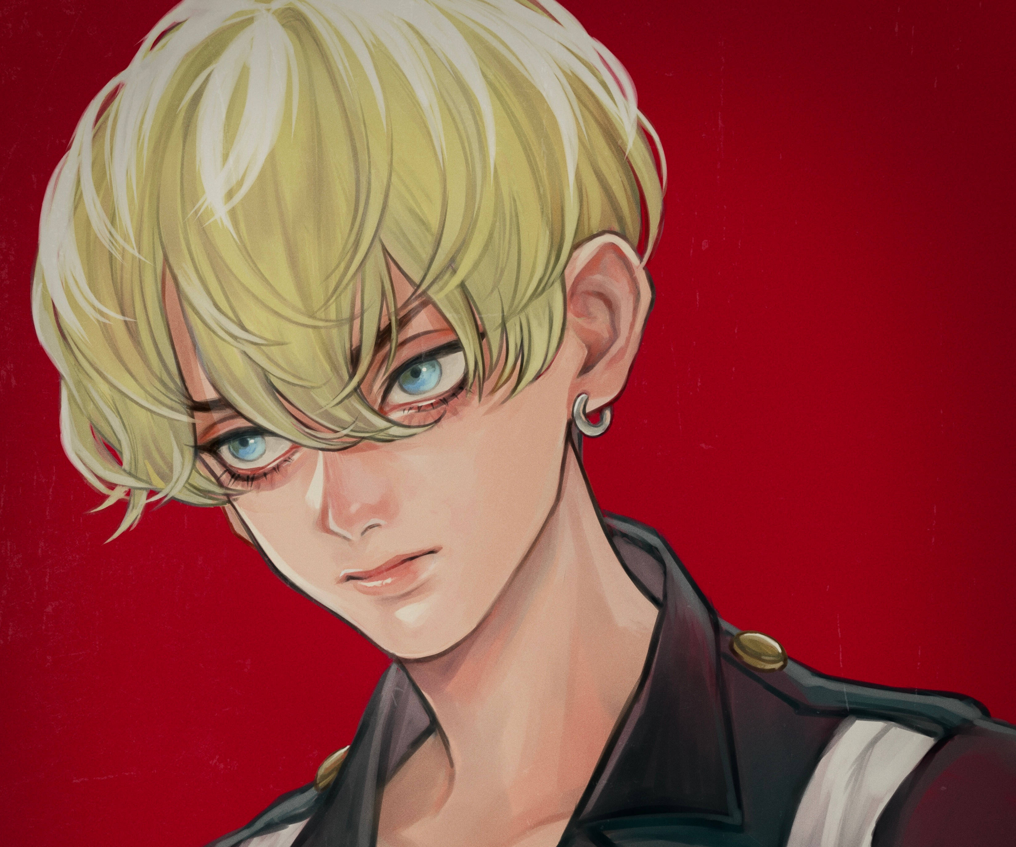 Chifuyu Matsuno, blonde-haired, blue-eyed, 2K Desktop Wallpaper