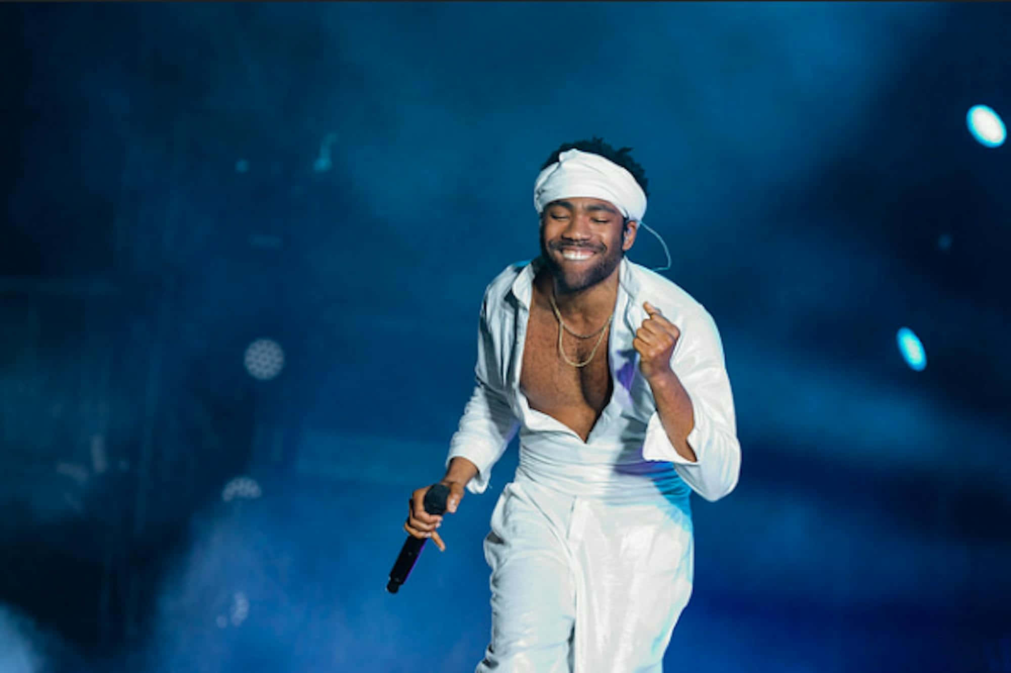 Childish Gambino, white outfit, headband, Full HD Desktop Wallpaper
