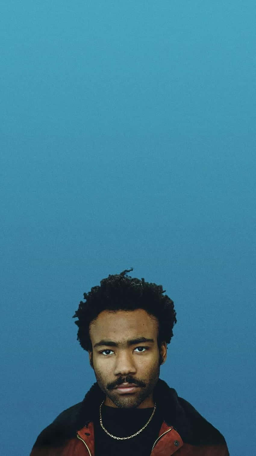 Childish Gambino, blue backdrop, curly hair, HD Phone Wallpaper