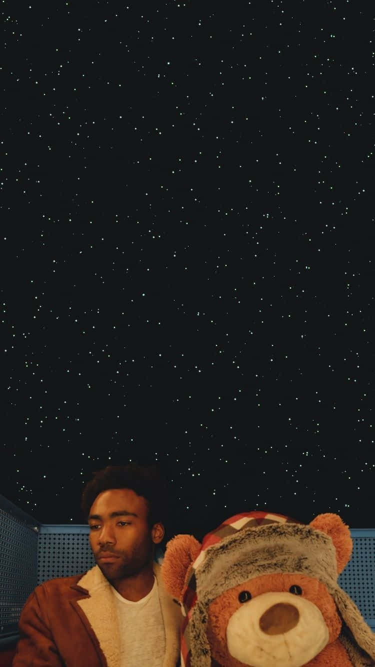 Childish Gambino, teddy bear, starry night sky, HD Phone Wallpaper