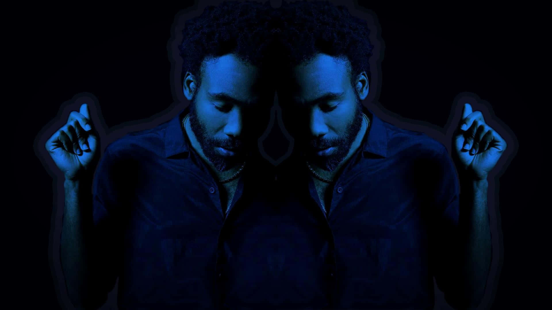Childish Gambino, blue duality, mirrored split, Full HD Desktop Wallpaper
