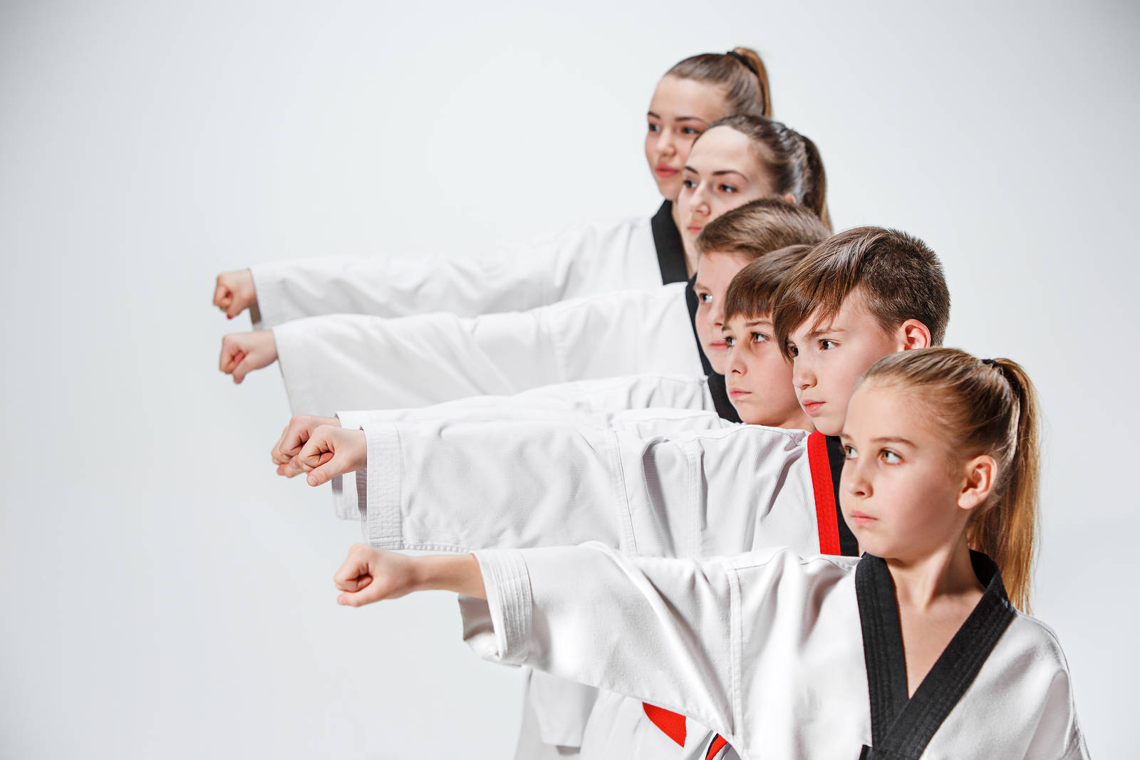 Taekwondo, children, white karate uniforms, HD Desktop Wallpaper
