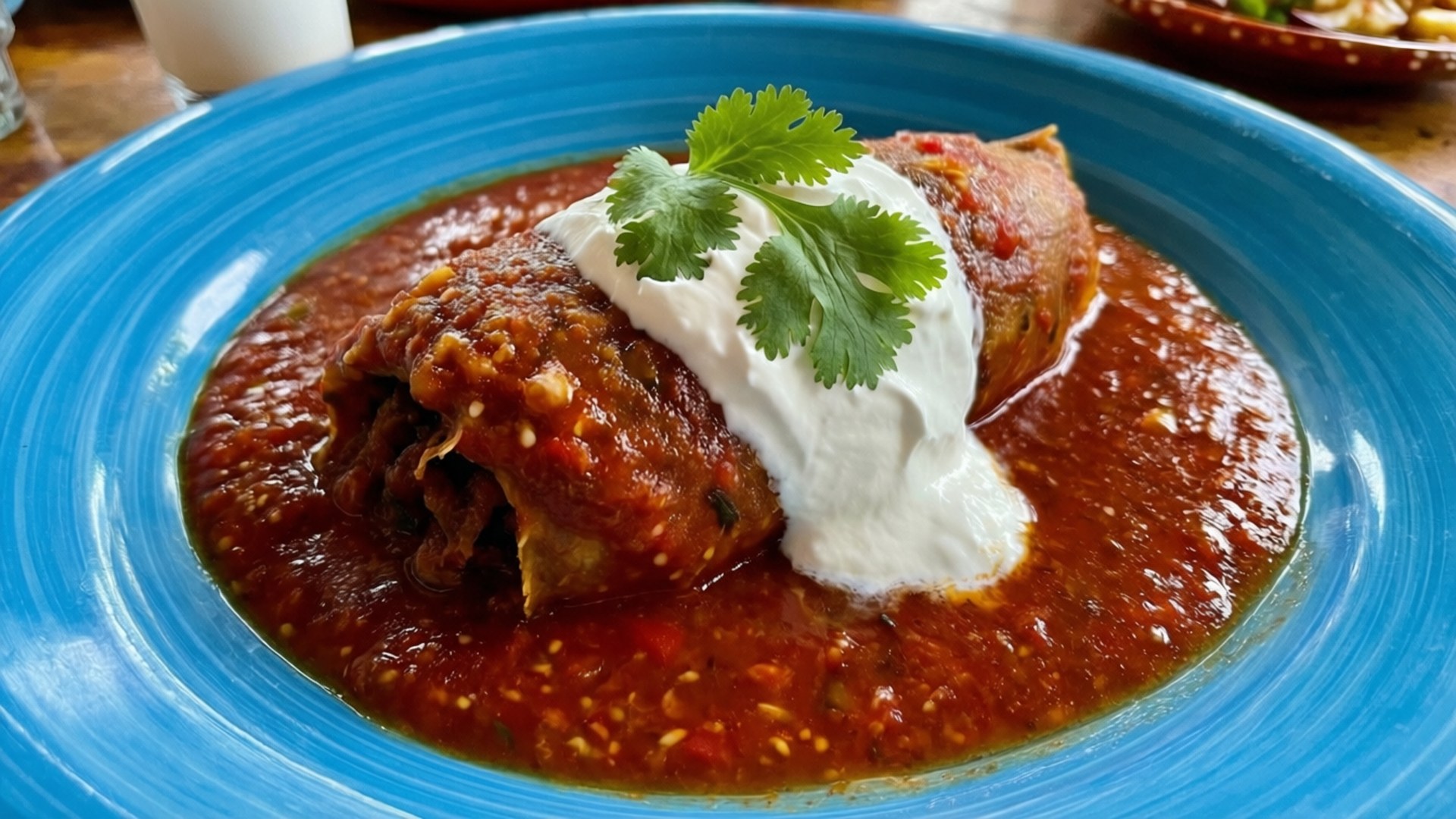 Chili Relleno, salsa, sour cream, Full HD Desktop Wallpaper