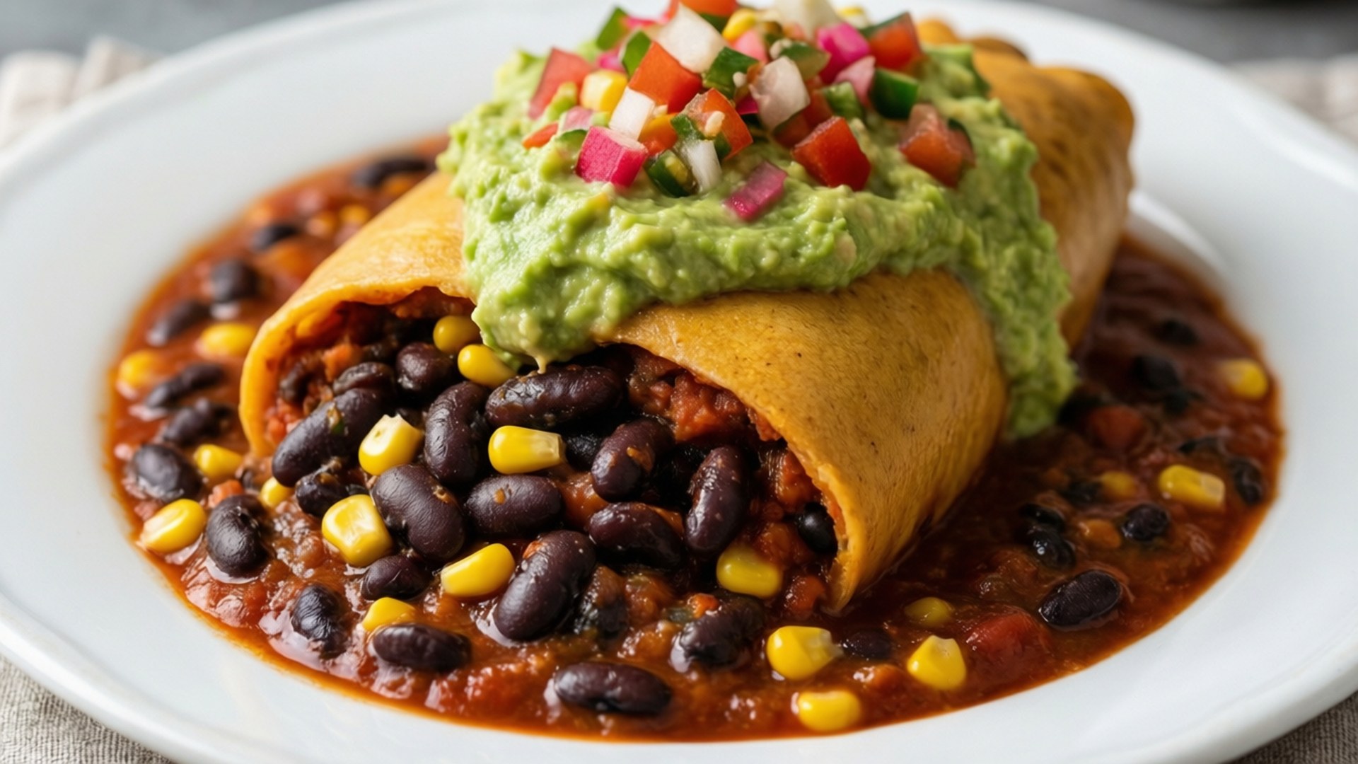 vegan chili relleno, black beans, corn, Full HD Desktop Wallpaper
