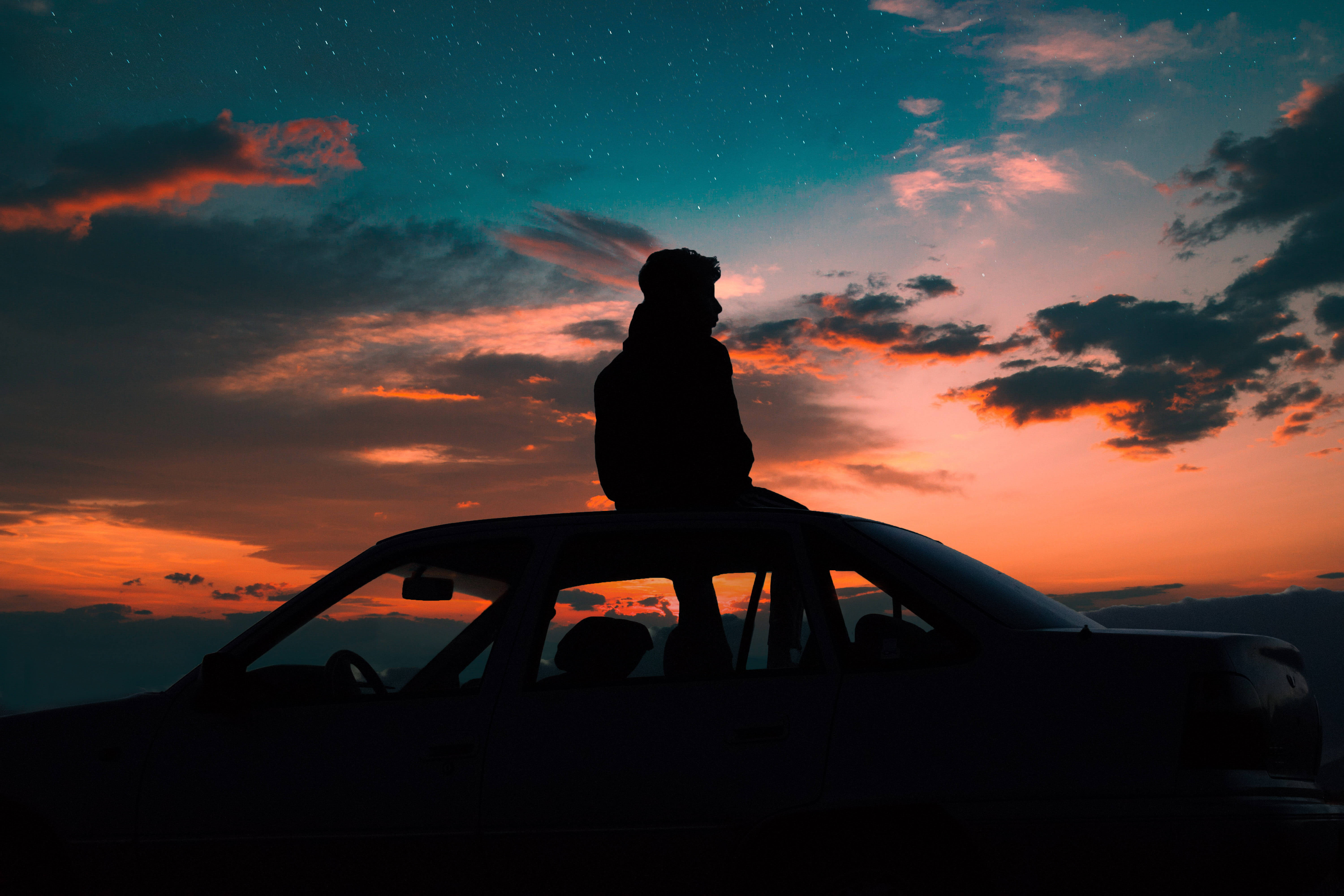 Chill 4K, boy, dark sky, 5K Desktop Wallpaper