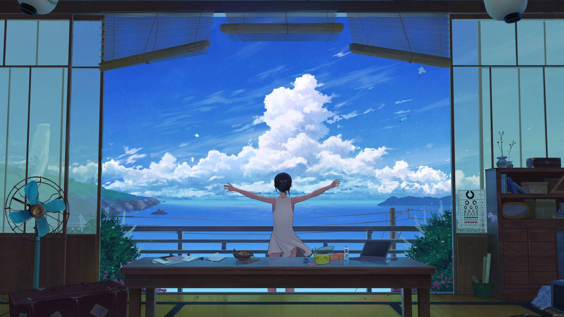 Chill 4K, countryside, anime art, Full HD Desktop Wallpaper