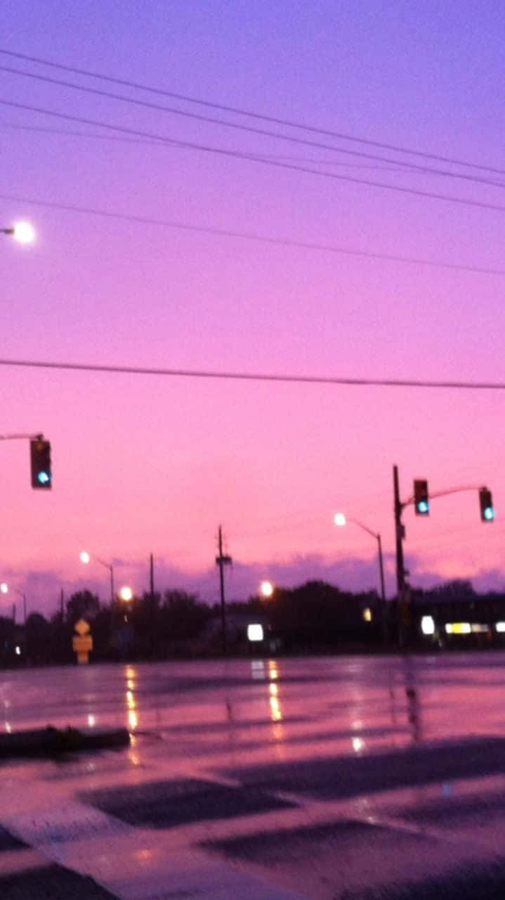 twilight, wet city street, glowing traffic lights, HD Phone Wallpaper