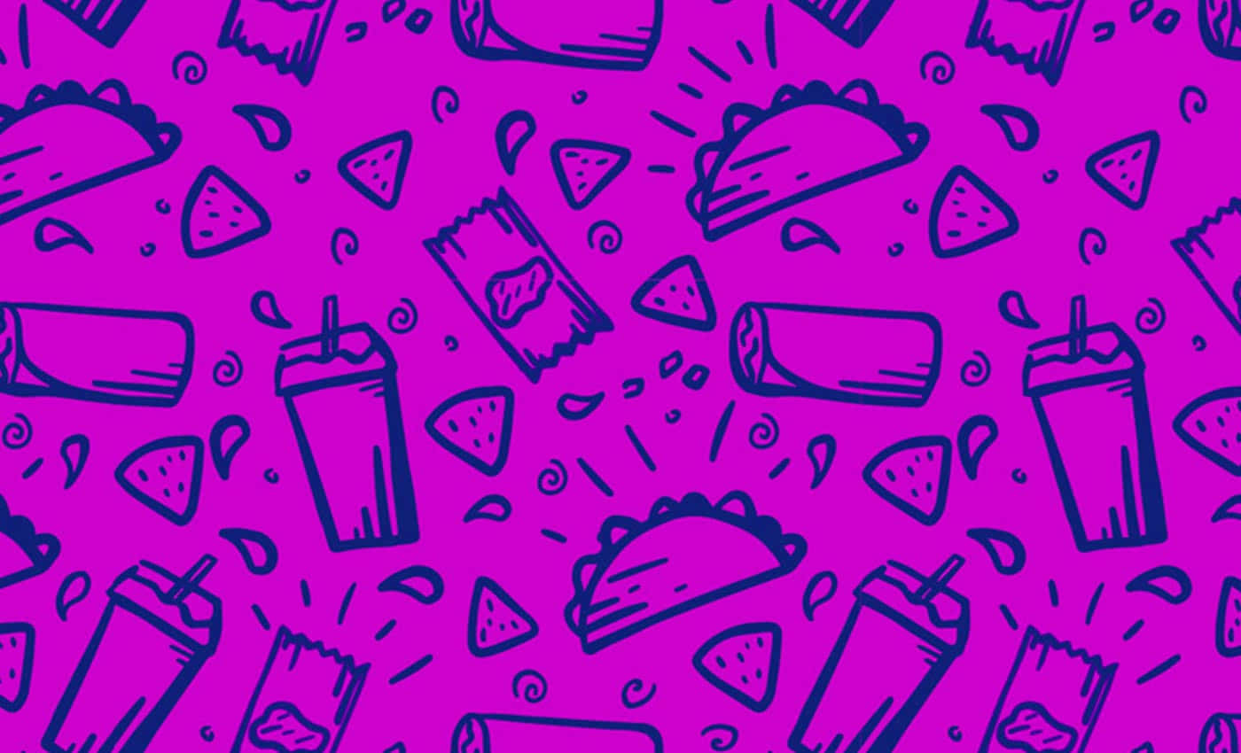 Chill Aesthetic, vibrant purple background, playful blue line drawings, HD Desktop Wallpaper