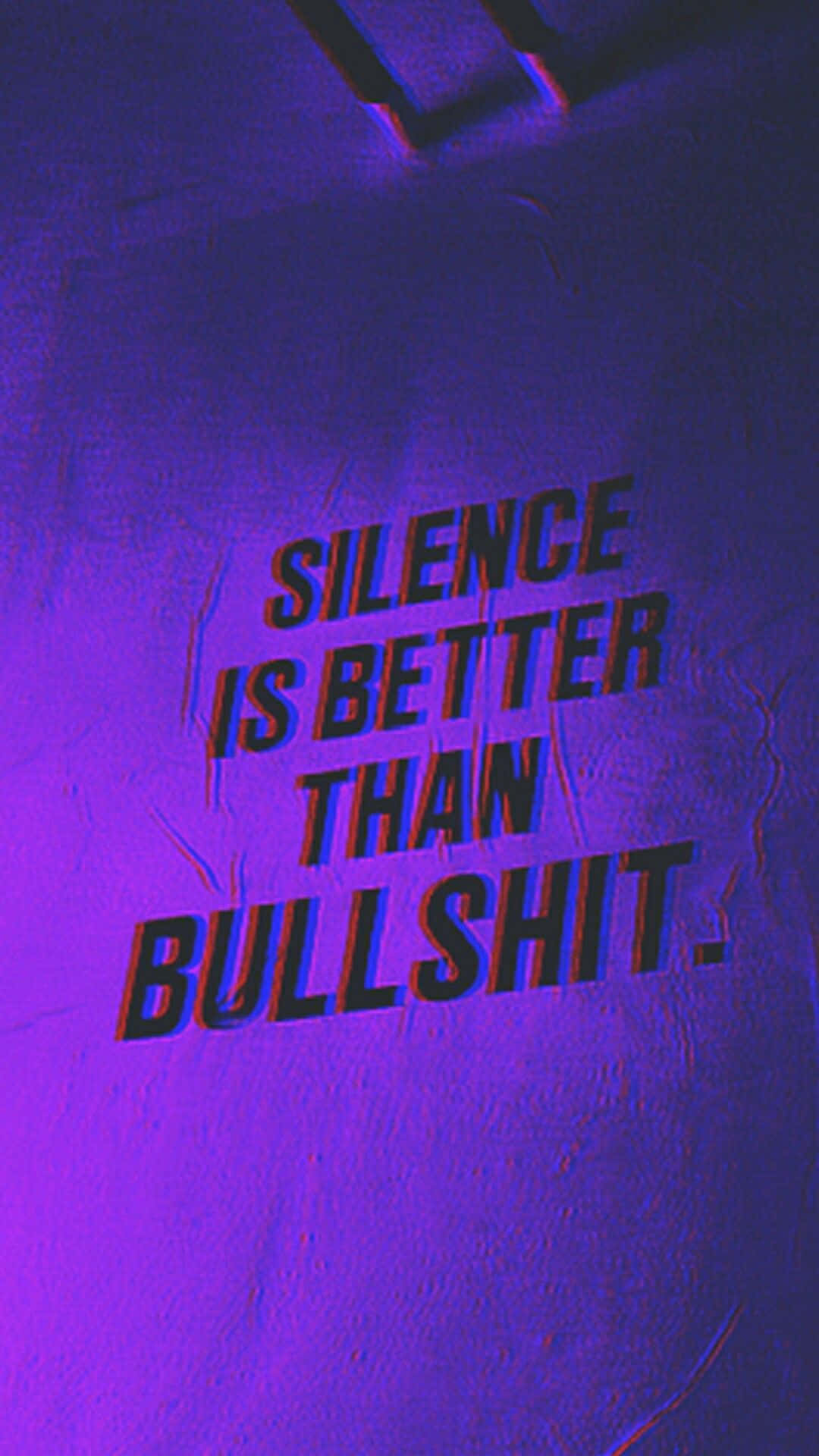 silence is better than bullshit, textured wall, purple neon light, Full HD Phone Wallpaper