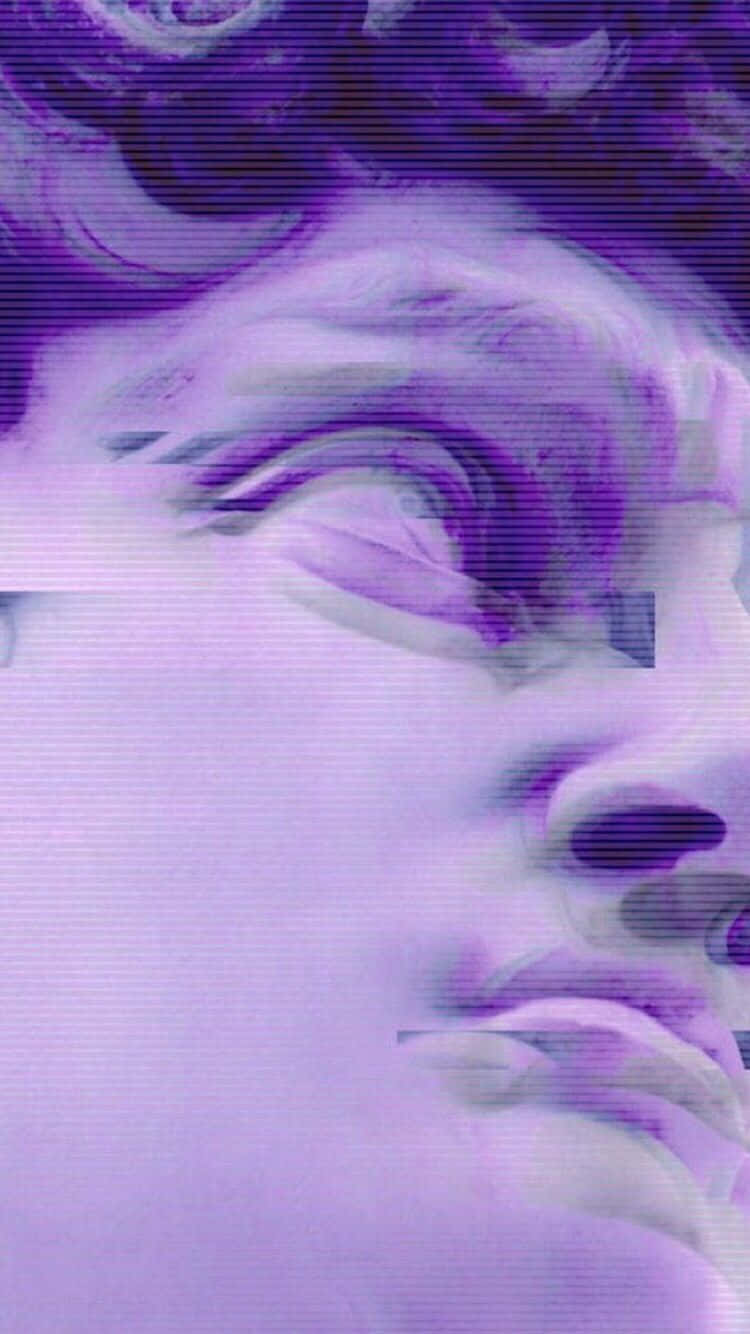 glitch-art portrait, face, purple hues, HD Phone Wallpaper