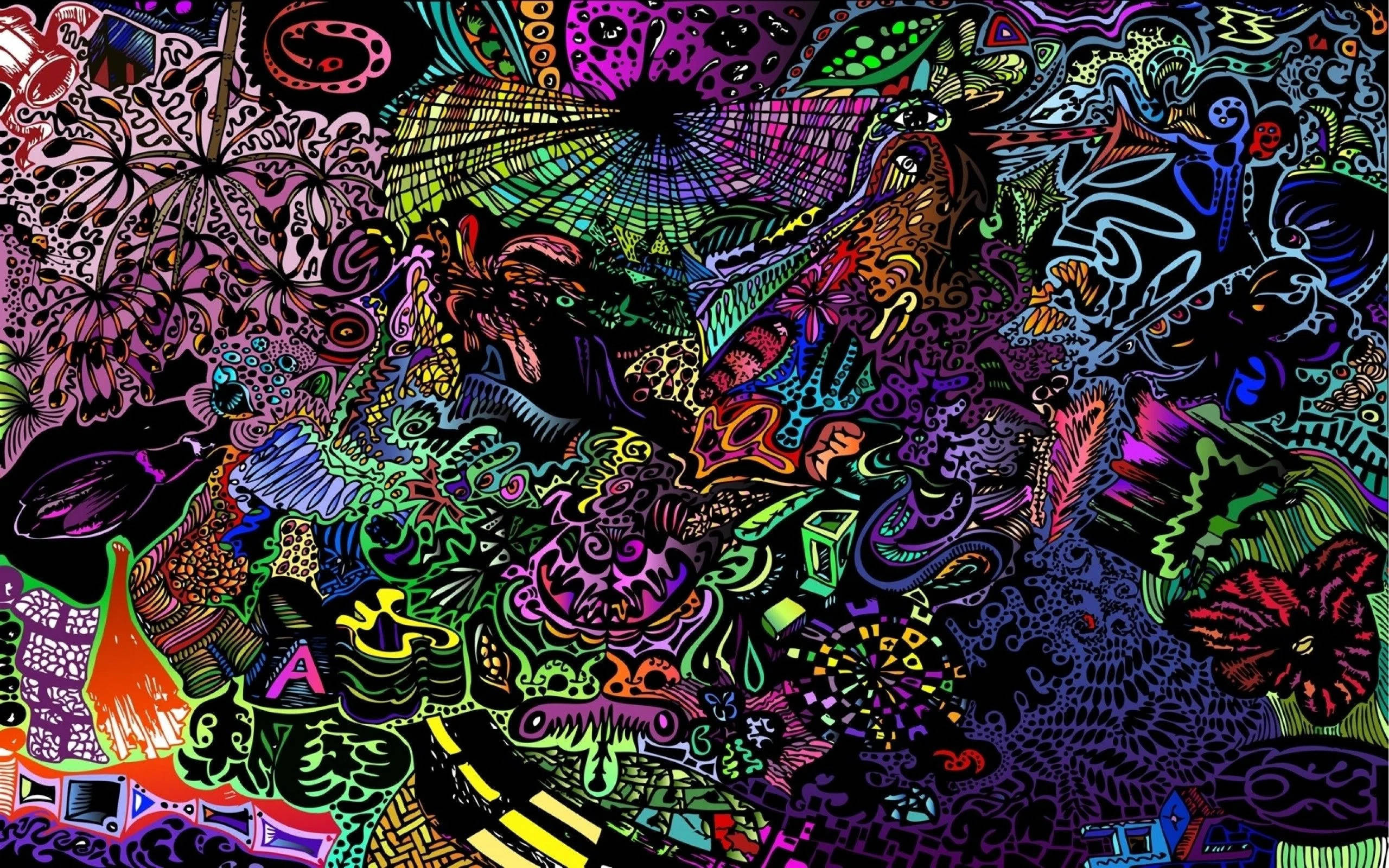 Chill Stoner Abstract Art, psychedelic artwork, intricate patterns, 2K Desktop Wallpaper