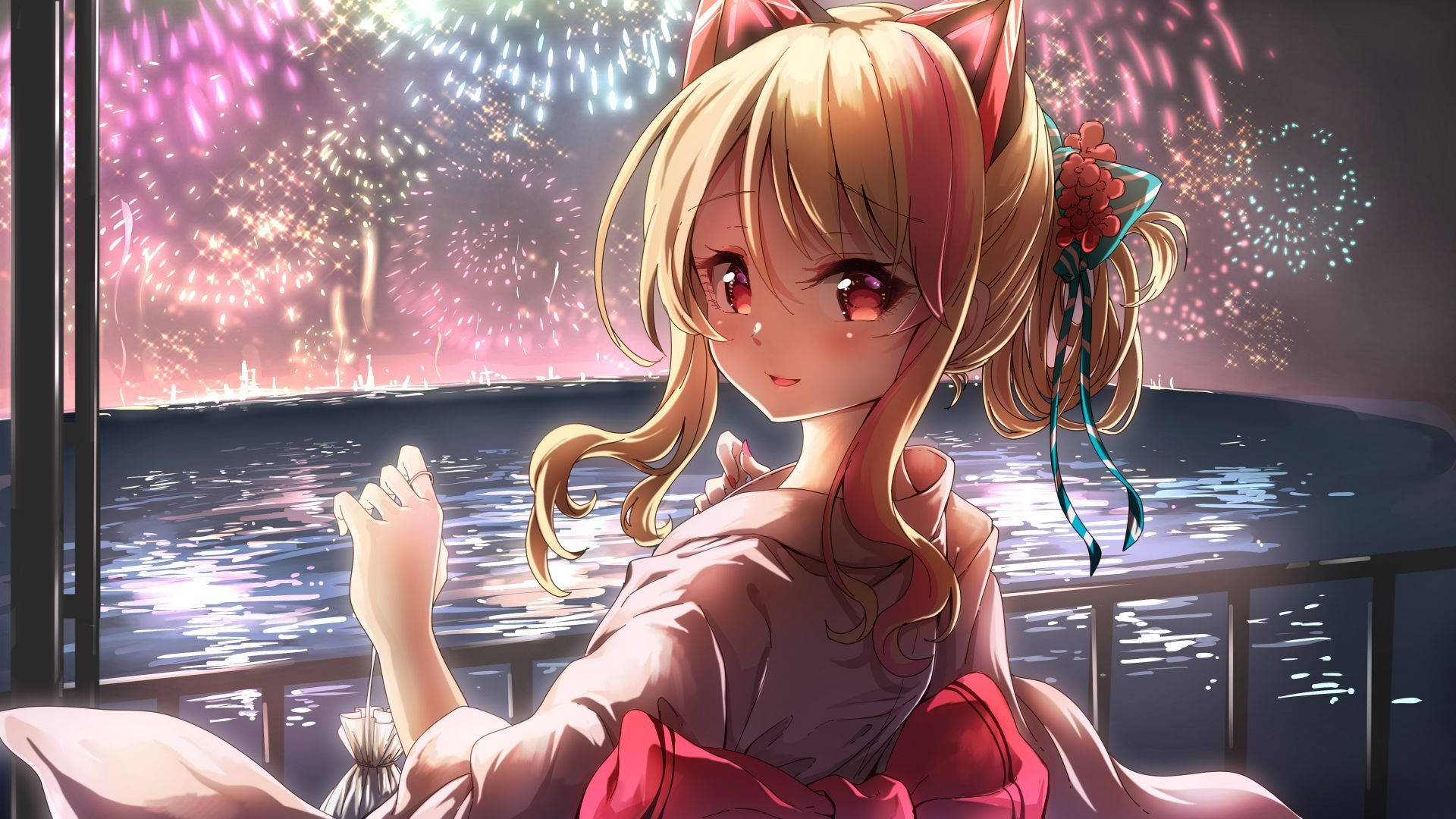 Chill Anime, anime girl, cat ears, Full HD Desktop Wallpaper