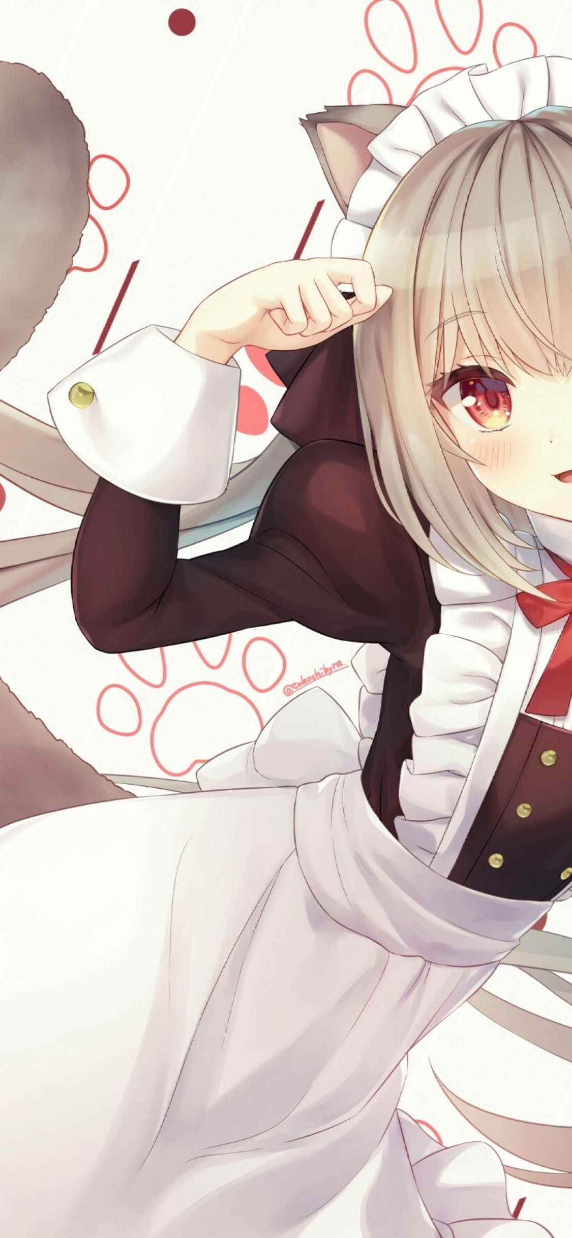 white dress, long hair, cat, Full HD Phone Wallpaper