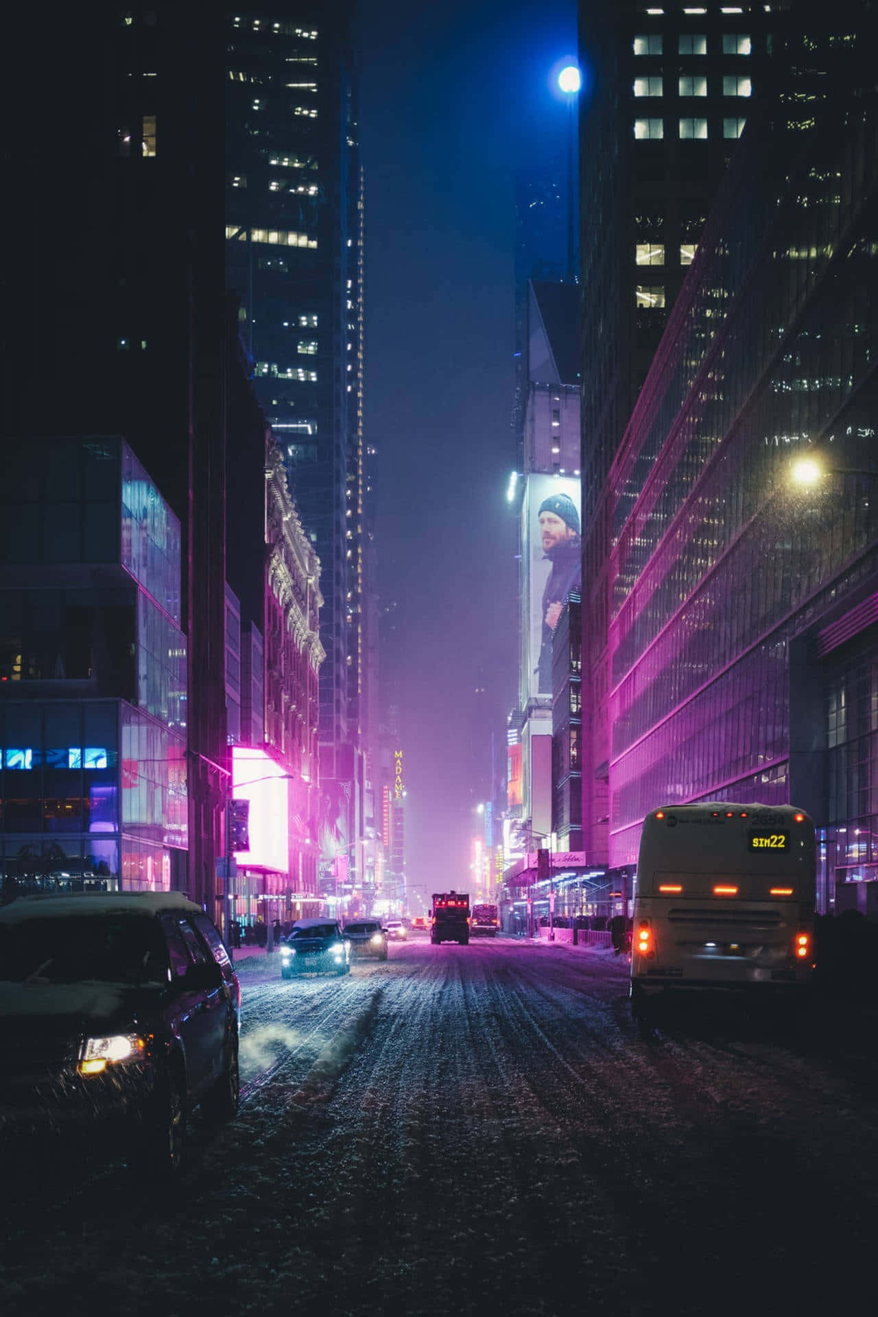 lo fi anime, snowy city street, night, Full HD Phone Wallpaper