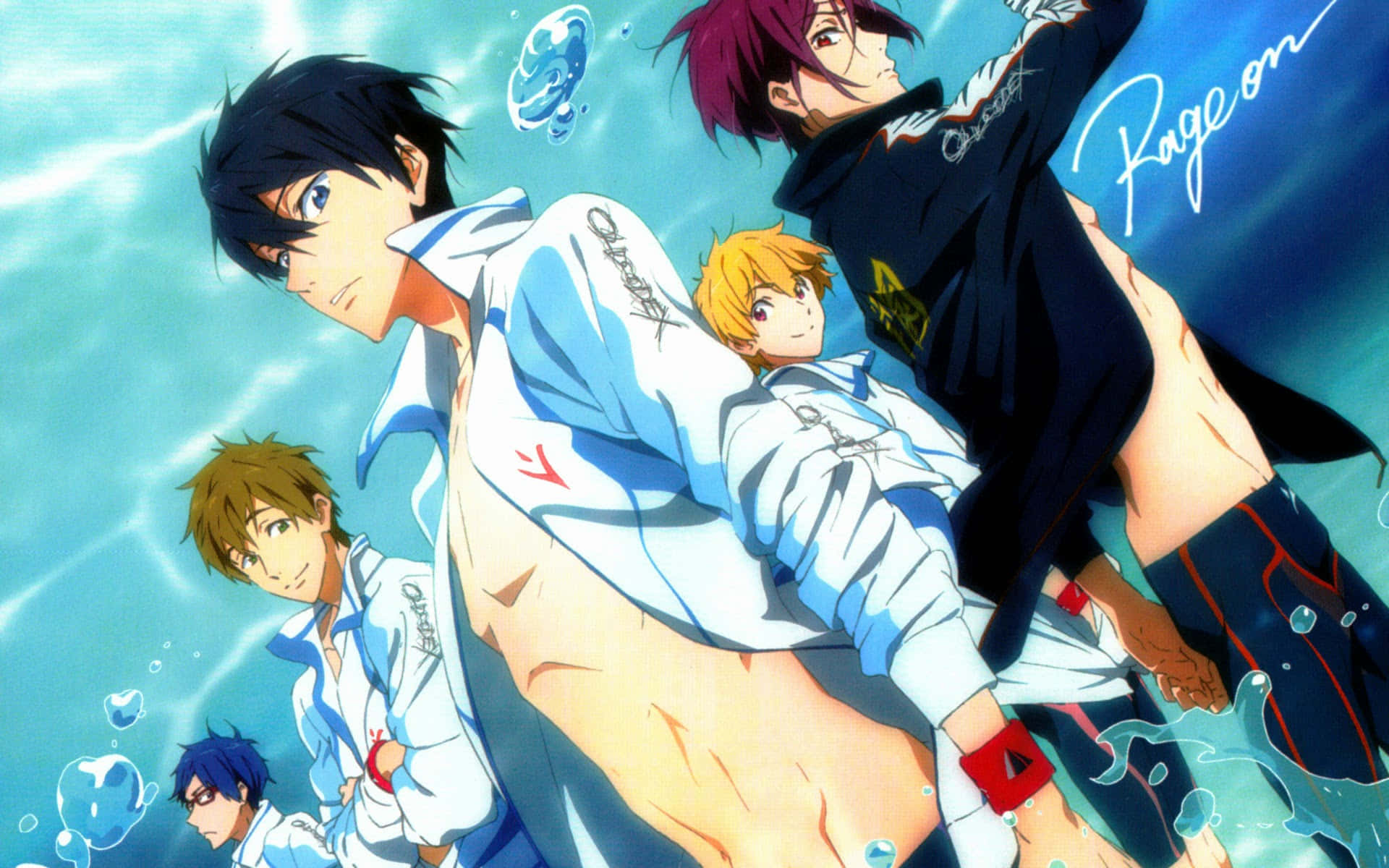 Free Anime, swimmers, blue water, Full HD Desktop Wallpaper