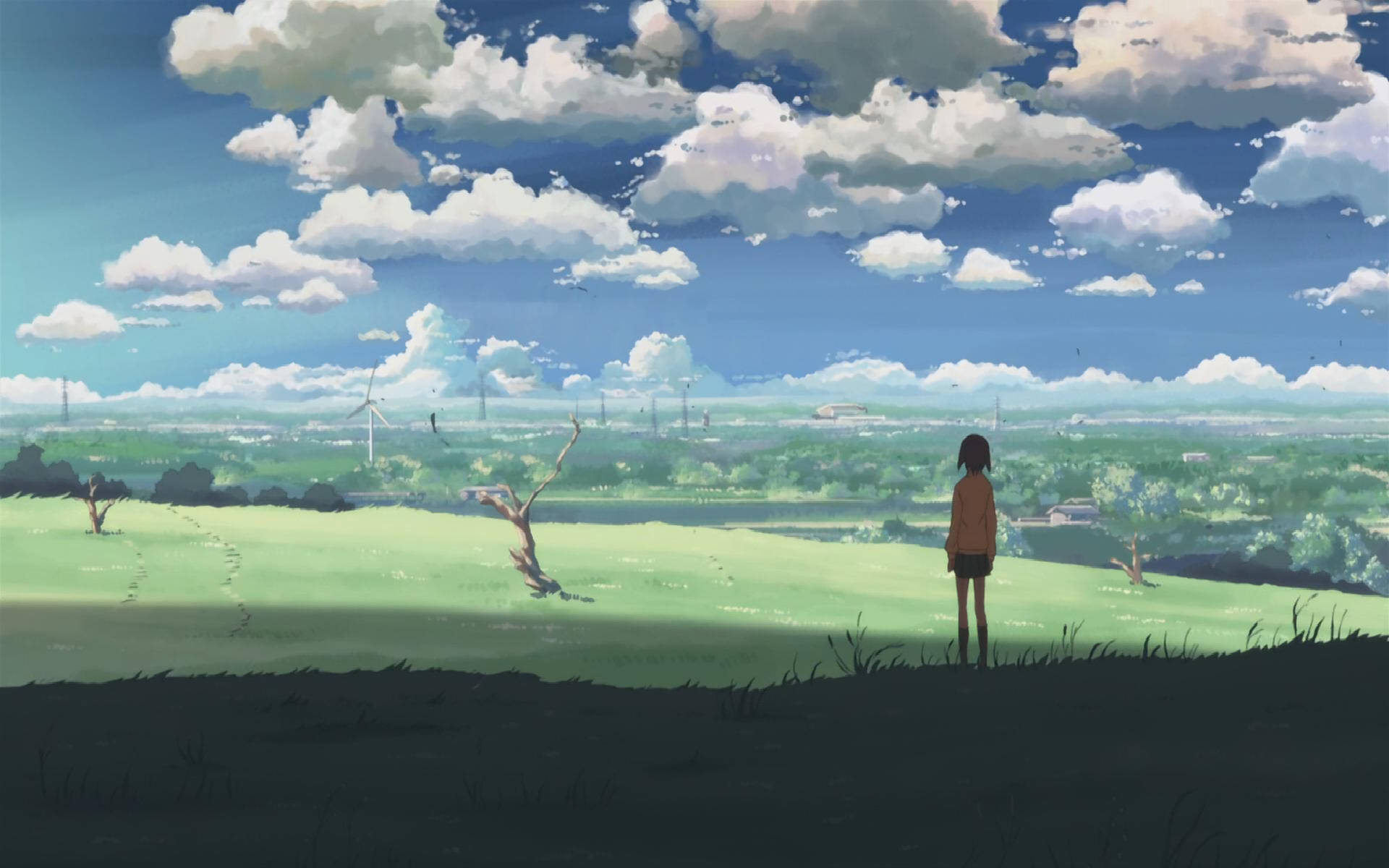 5 Centimeters Per Second, girl, grassy hill, Full HD Desktop Wallpaper