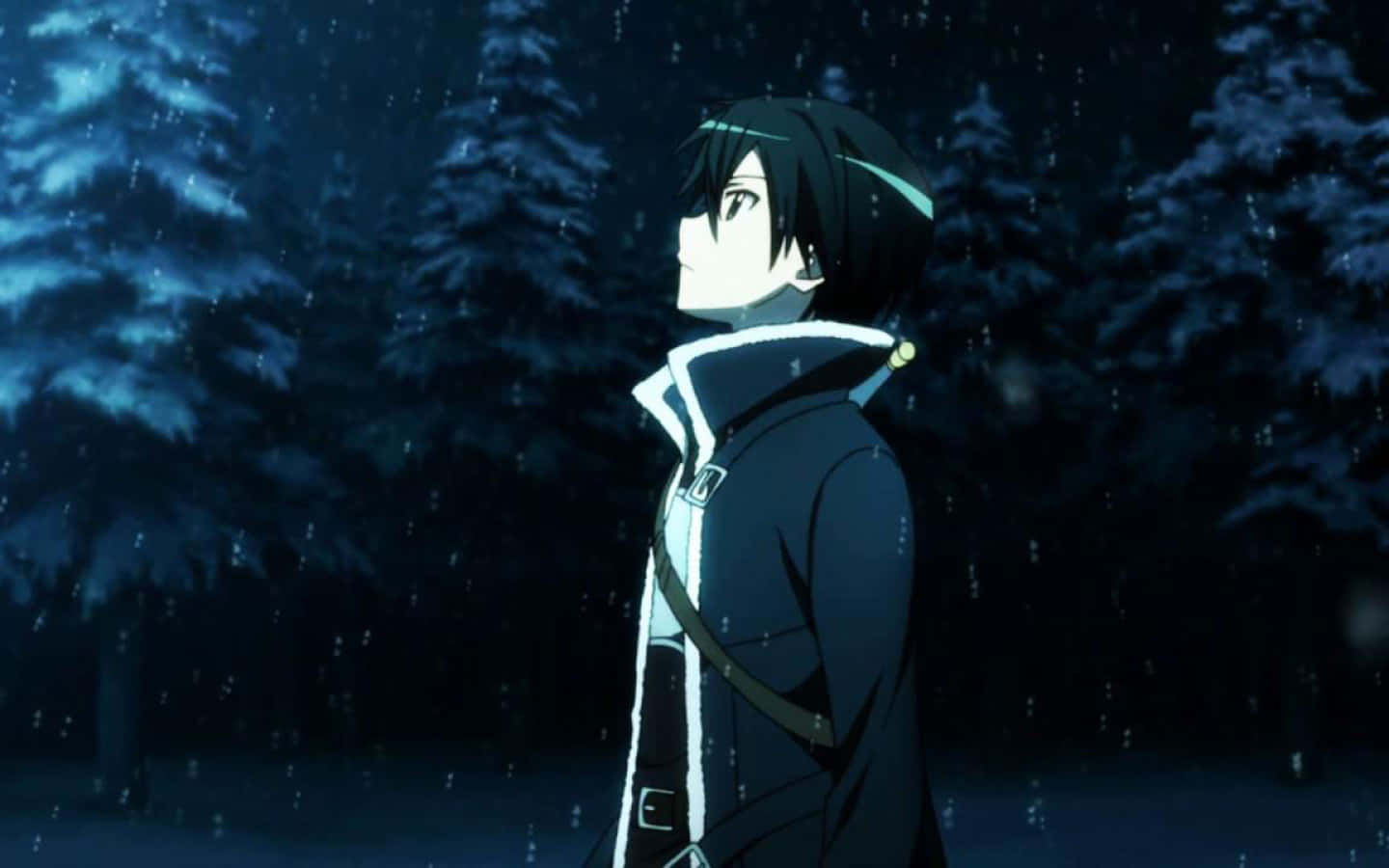 Lo Fi Anime Chill, anime character, snowy forest, HD Desktop Wallpaper