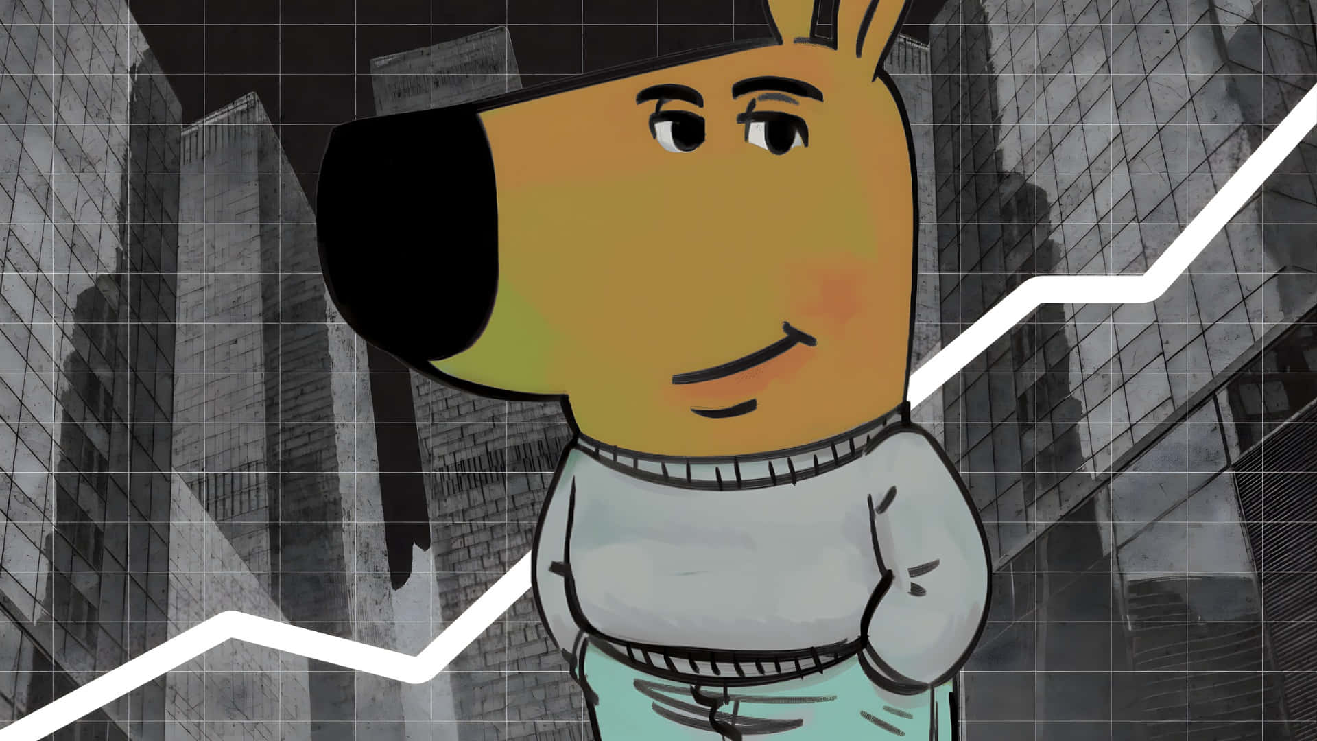 Chill Guy, cartoon dog, sweater, Full HD Desktop Wallpaper