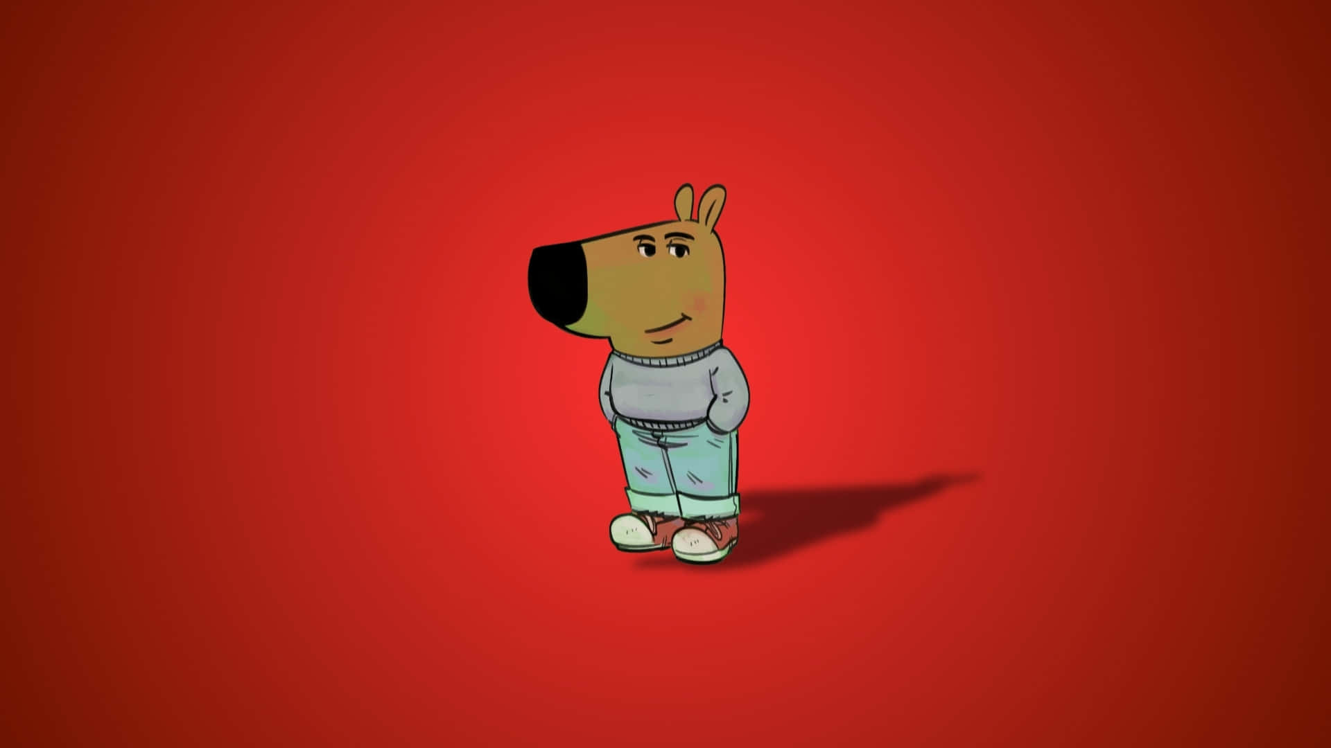 Chill Guy, cartoon dog character, grey sweater, Full HD Desktop Wallpaper