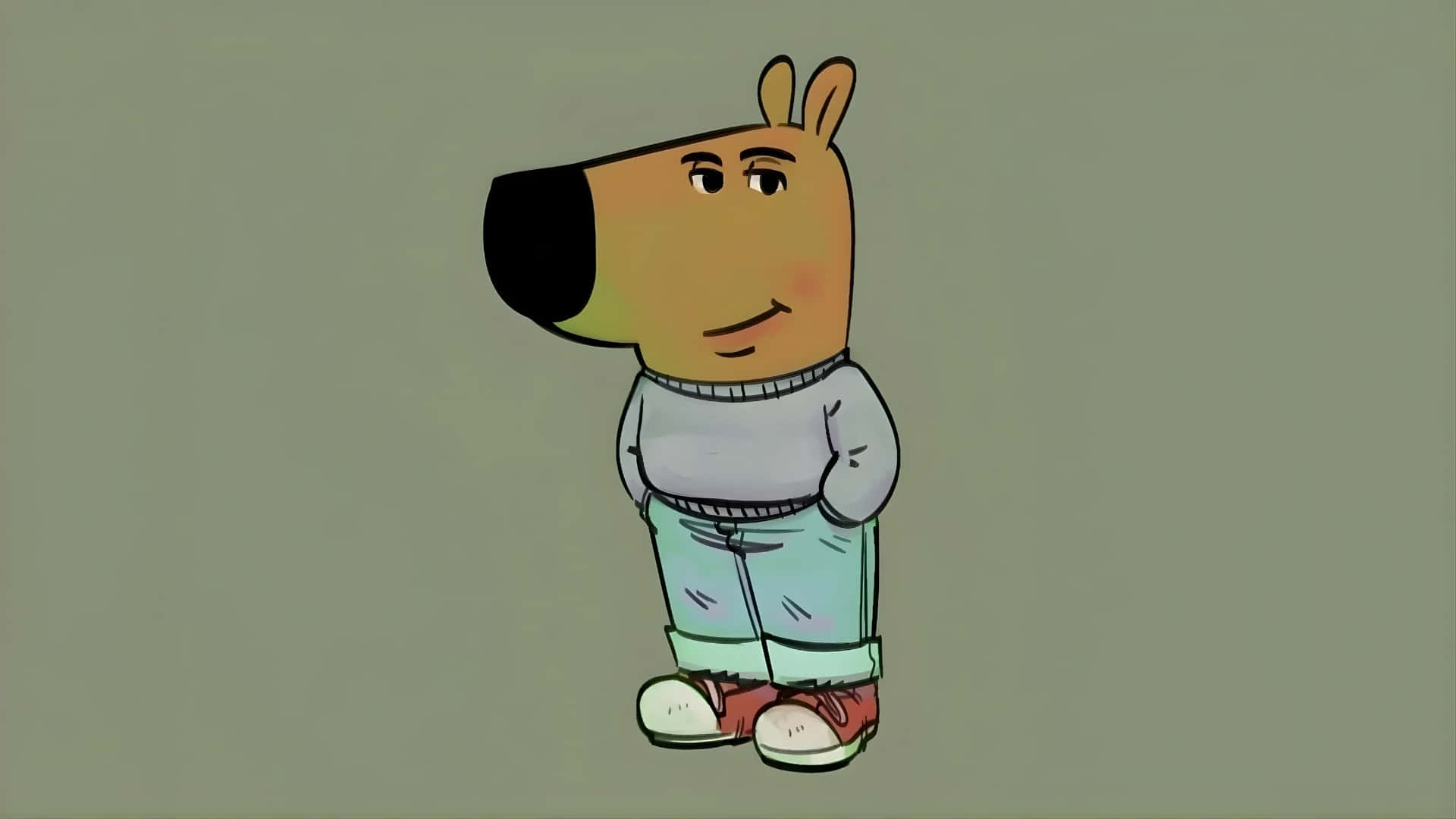 Chill Guy, cartoon dog, long snout, Full HD Desktop Wallpaper