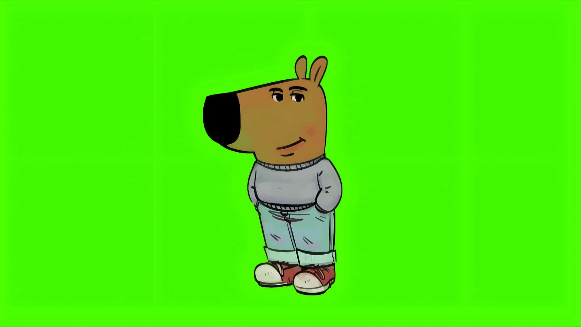 Chill Guy, cartoon dog character, grey sweater, Full HD Desktop Wallpaper