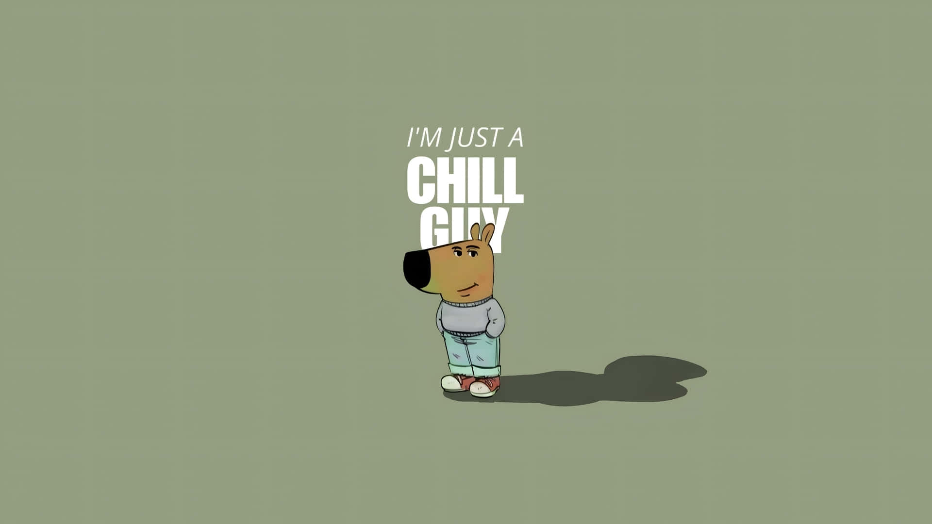 Chill Guy, cartoon dog, grey shirt, Full HD Desktop Wallpaper