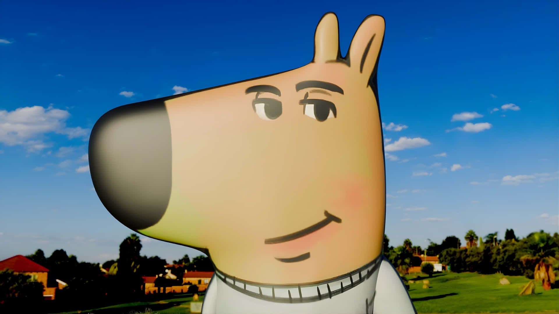 Chill Guy, cartoon dog, smug expression, Full HD Desktop Wallpaper
