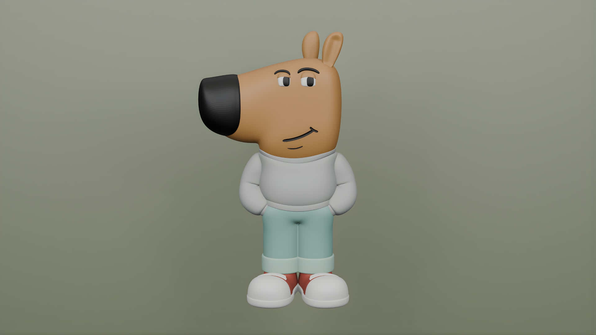 Chill Guy, 3d cartoon dog character, black nose, Full HD Desktop Wallpaper