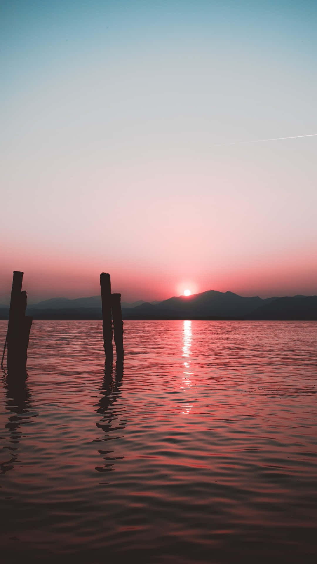 calming iphone, vibrant pink sunset, calm water, Full HD Phone Wallpaper