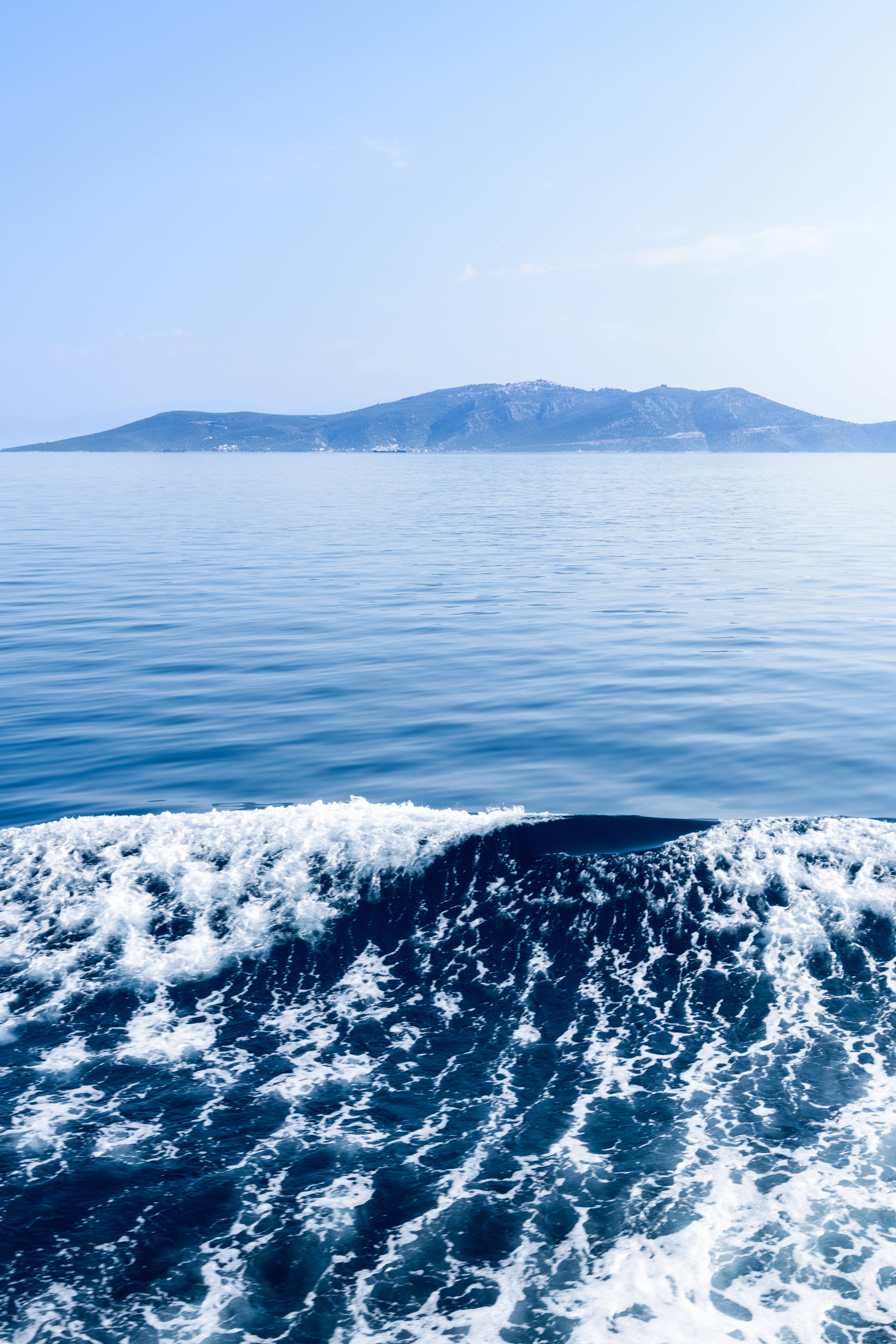 Chill iPhone, sea waves, mountain range, 5K Phone Wallpaper