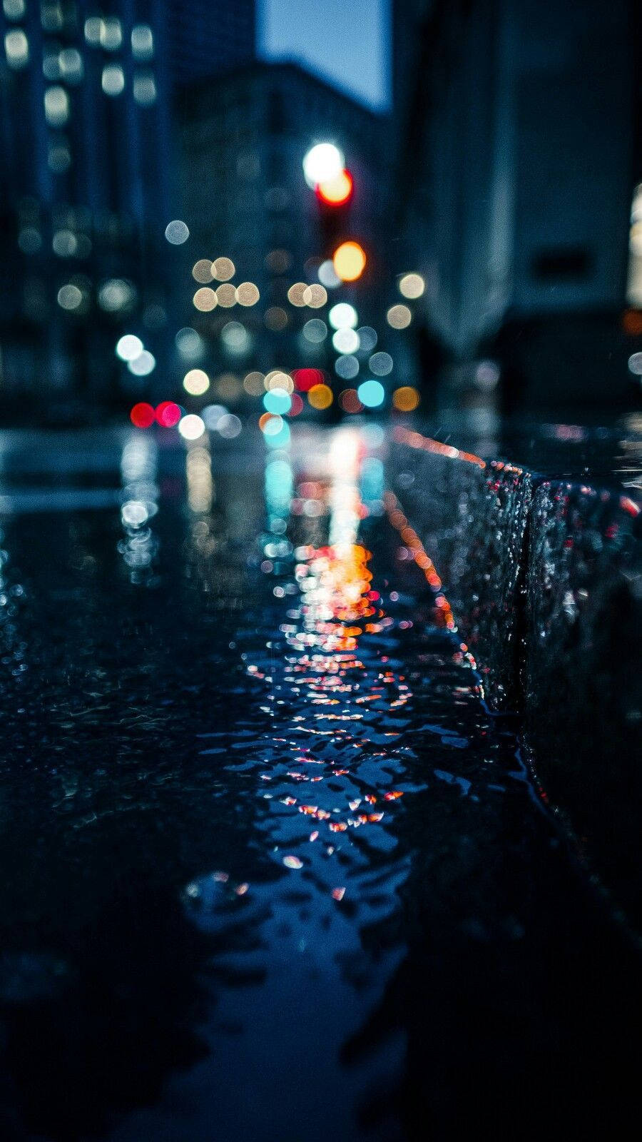 iPhone, rain-slicked city street, night, HD Phone Wallpaper