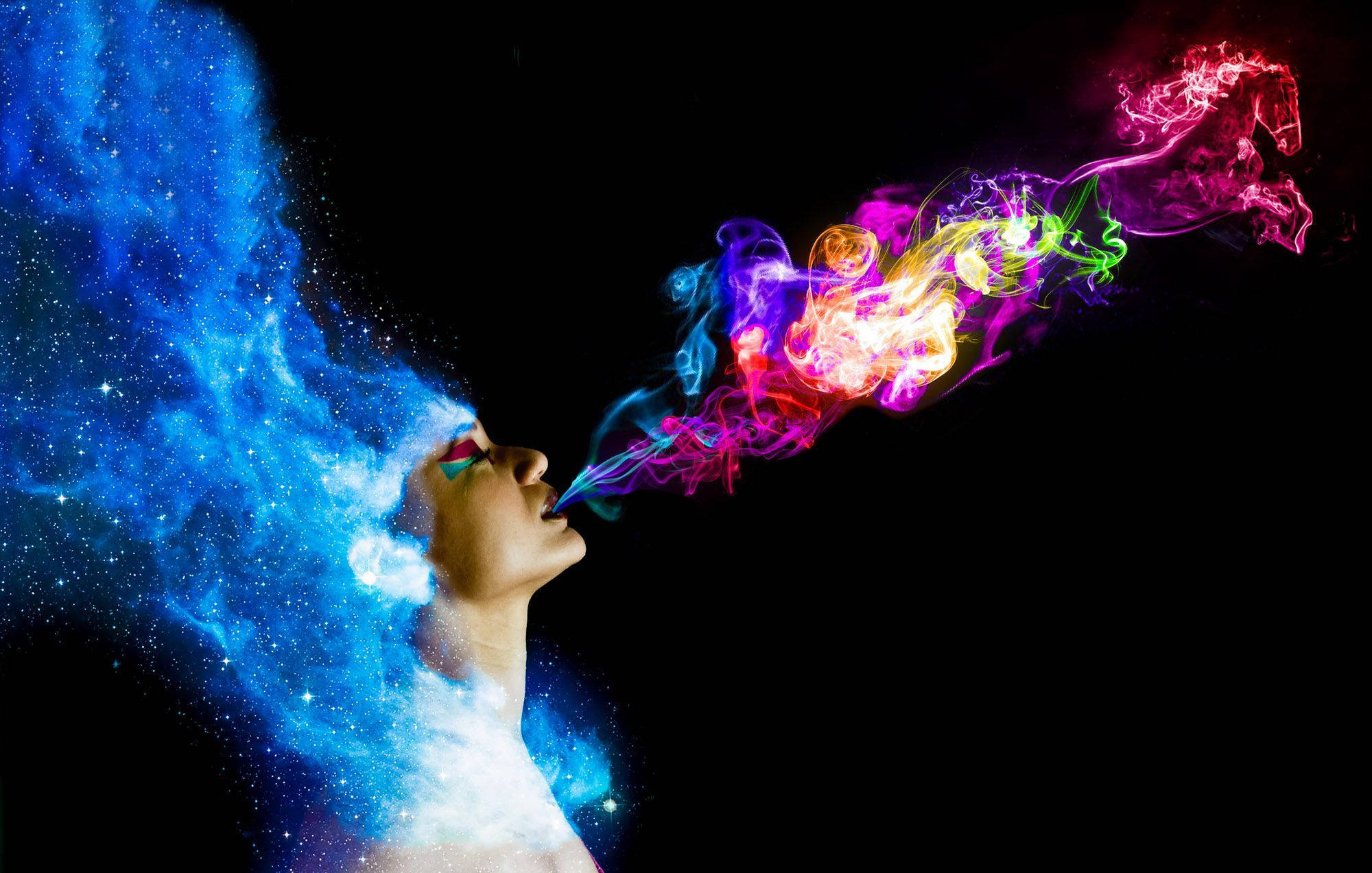 Chill Stoner, cosmic smoke, galactic nebula, Full HD Desktop Wallpaper