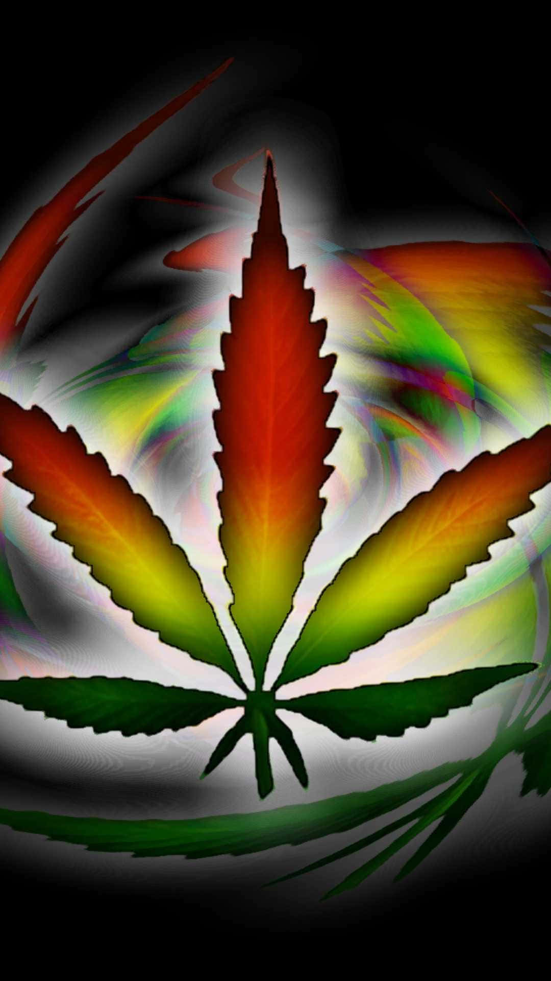 marijuana leaf, rastafarian colors, rainbow-colored, Full HD Phone Wallpaper