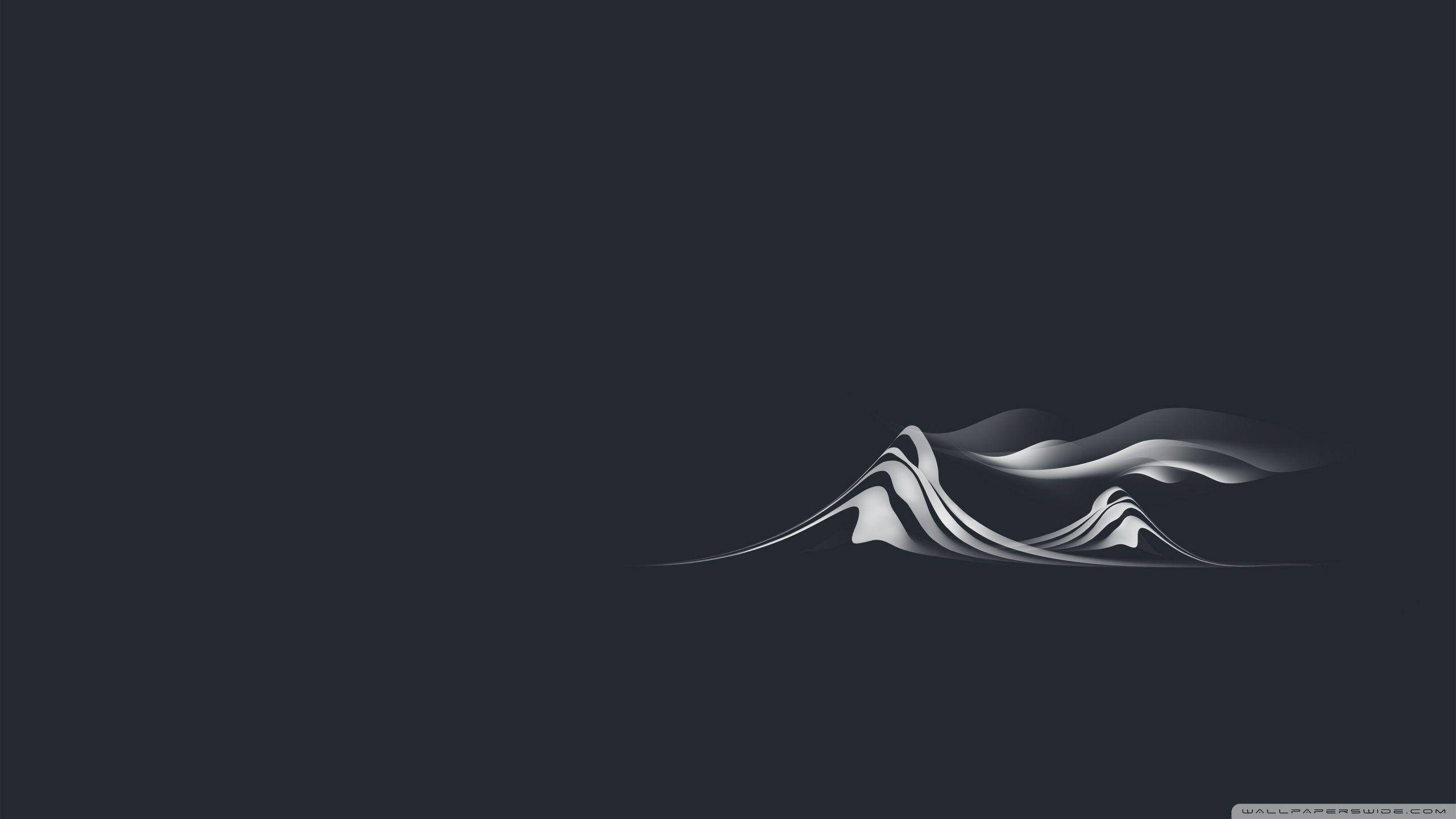 minimalist desktop, smoke mountain, glowing white lines, 2K Desktop Wallpaper